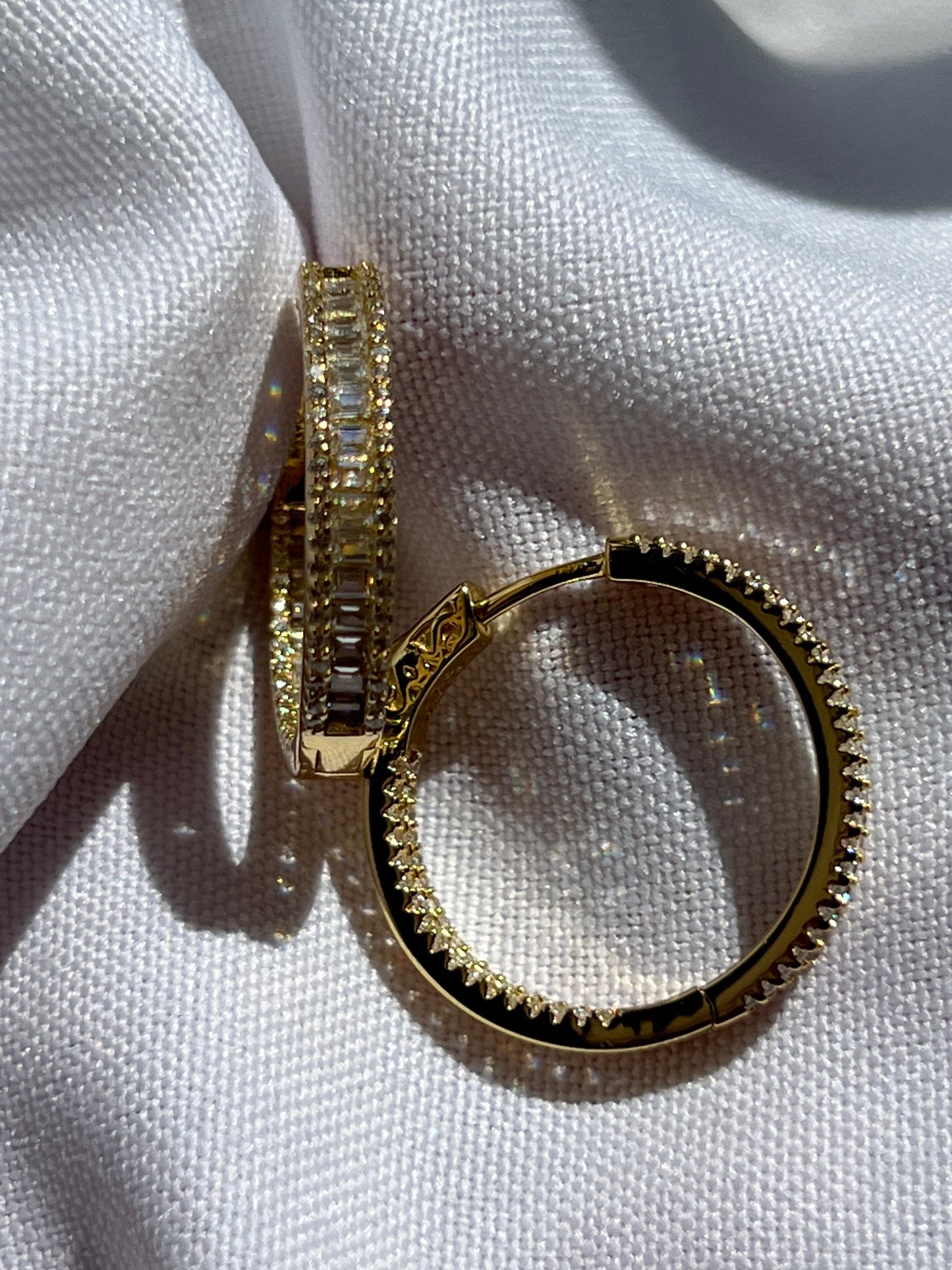 Gold Hoop Earrings: Pave Cubic Zirconia, Sterling Silver