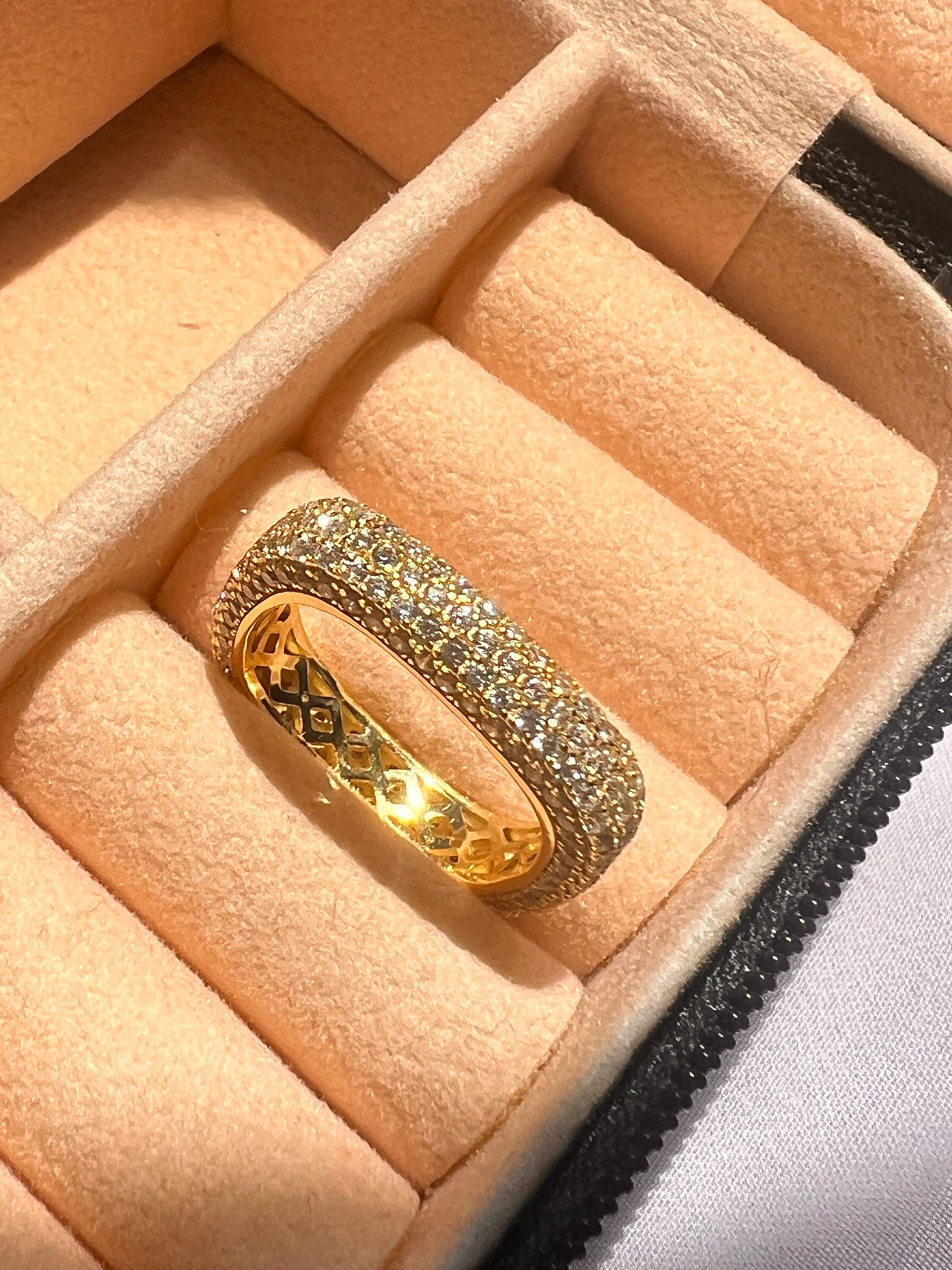 Gold-Plated Pavé Cubic Zirconia Eternity Band Ring