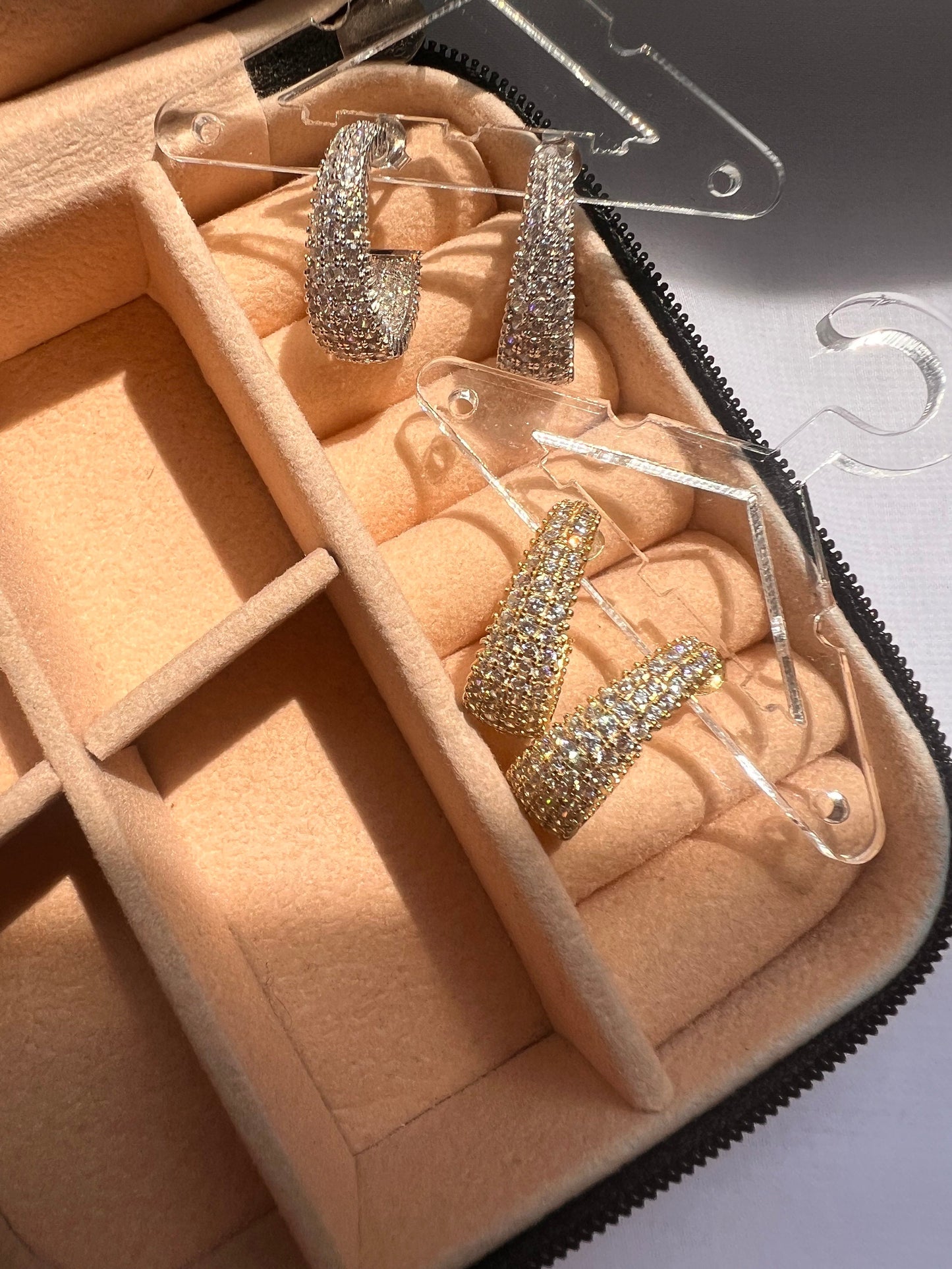 Sterling Silver CZ Hoop Earrings: Pave Teardrop Jewelry