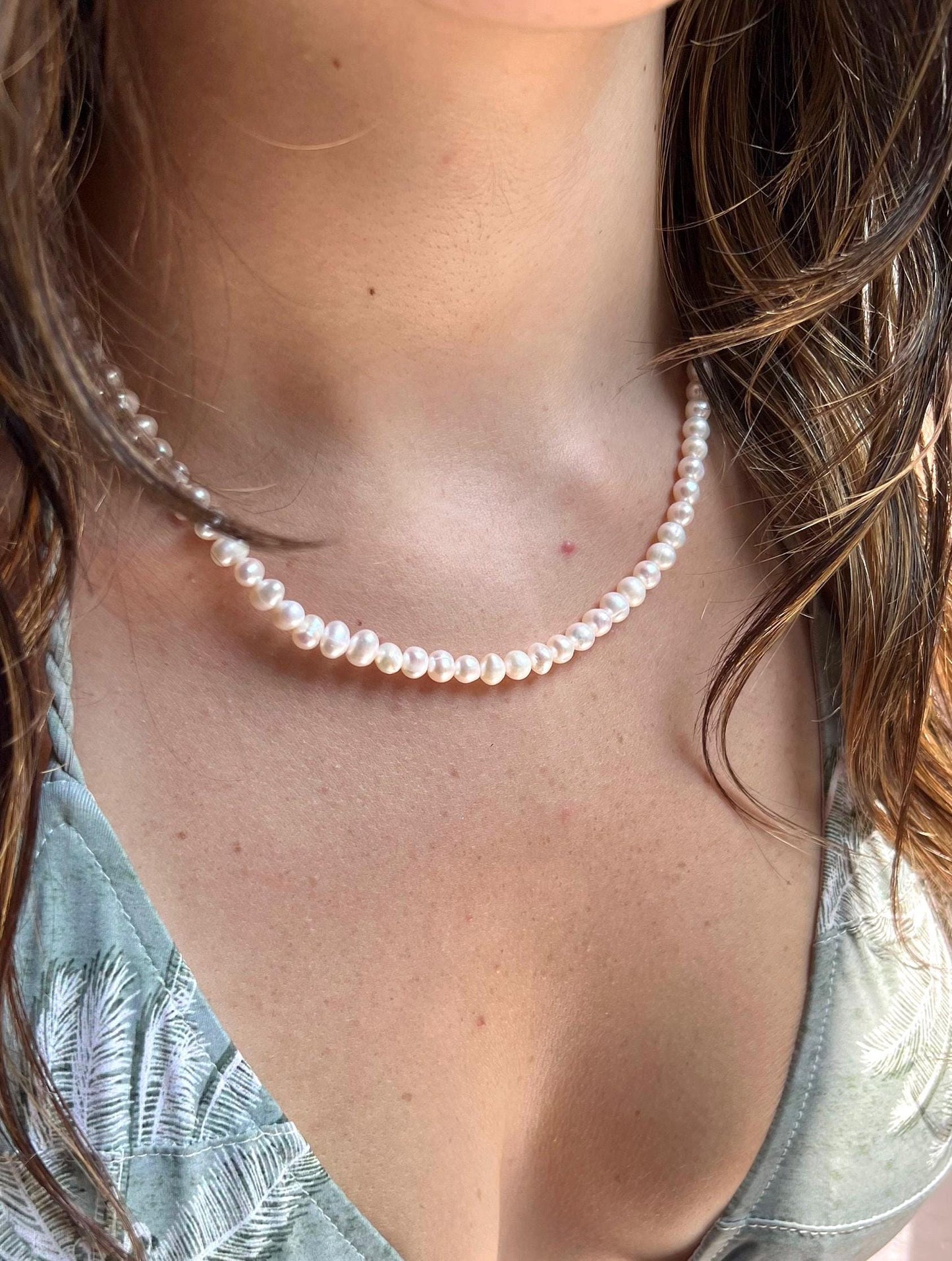 14 K Gold Plated Freshwater Pearl Necklace,Round Fresh Water Pearl Necklace,Pearl Jewelry,Layered Pearl Necklace,Wedding Jewelry,Bridal Gift