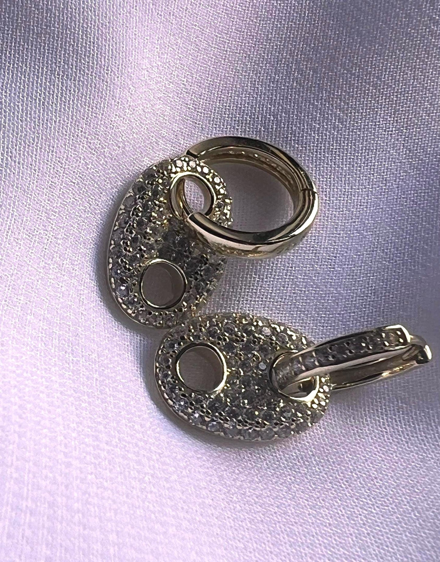 Gold Mariner Huggie Earrings: Cubic Zirconia Dangle, Sterling Silver