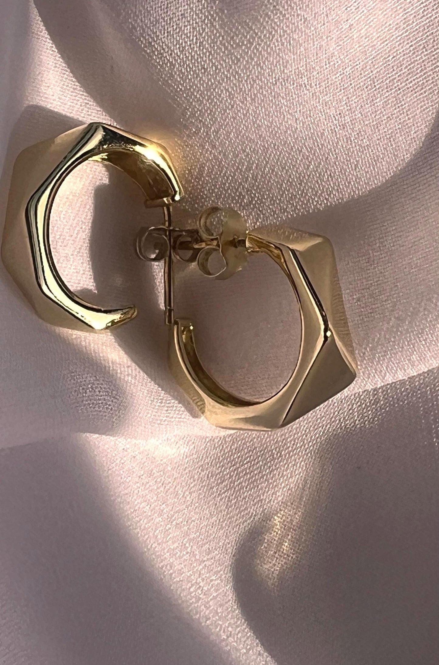 Gold hoop earrings, thick hoop earrings, geometric hoop earrings, push back hoop earrings, small hoop earrings, trendy jewelry, gift for her