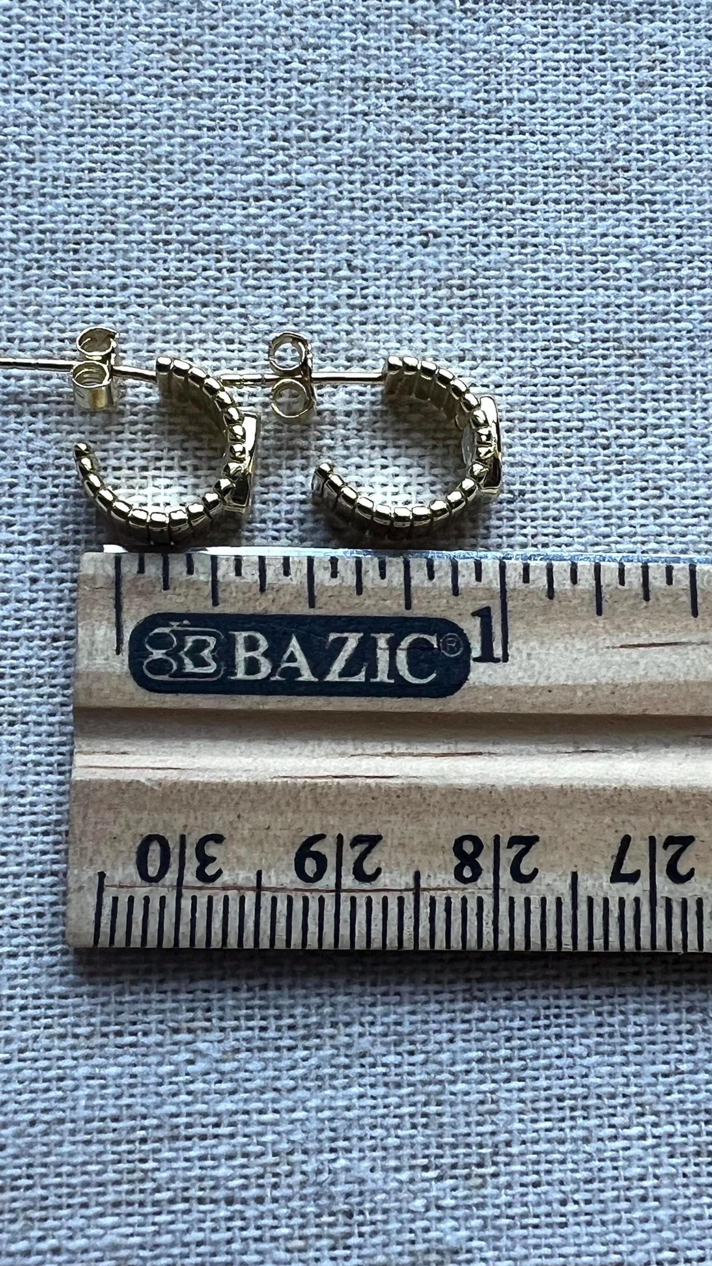 14k Gold Plated Ribbed Hoop Earrings: Dainty CZ Sterling Silver Hoops,Small everyday Earrings