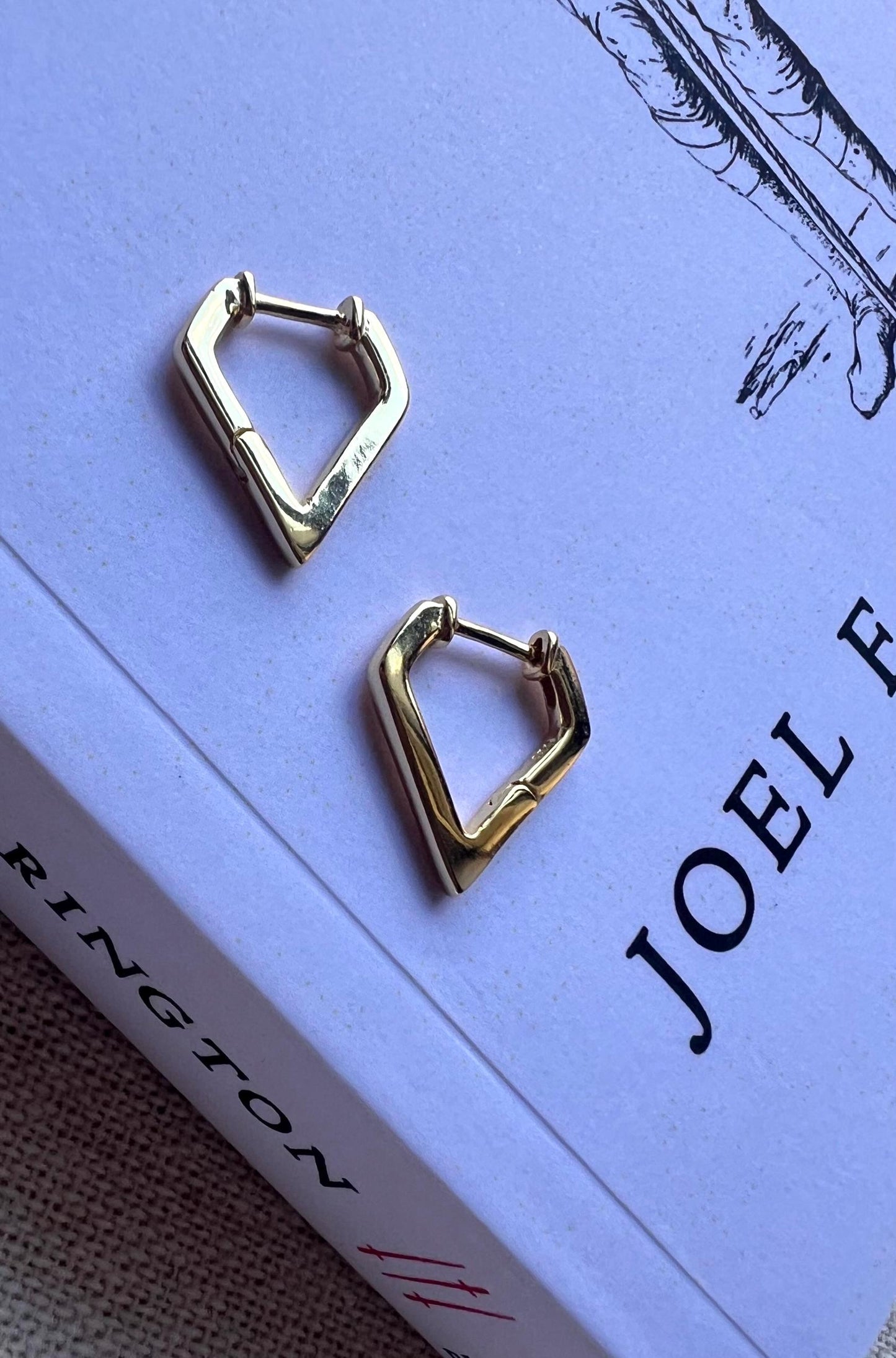 Gold Plated Triangle Hoop Earrings: Sterling Silver Huggies