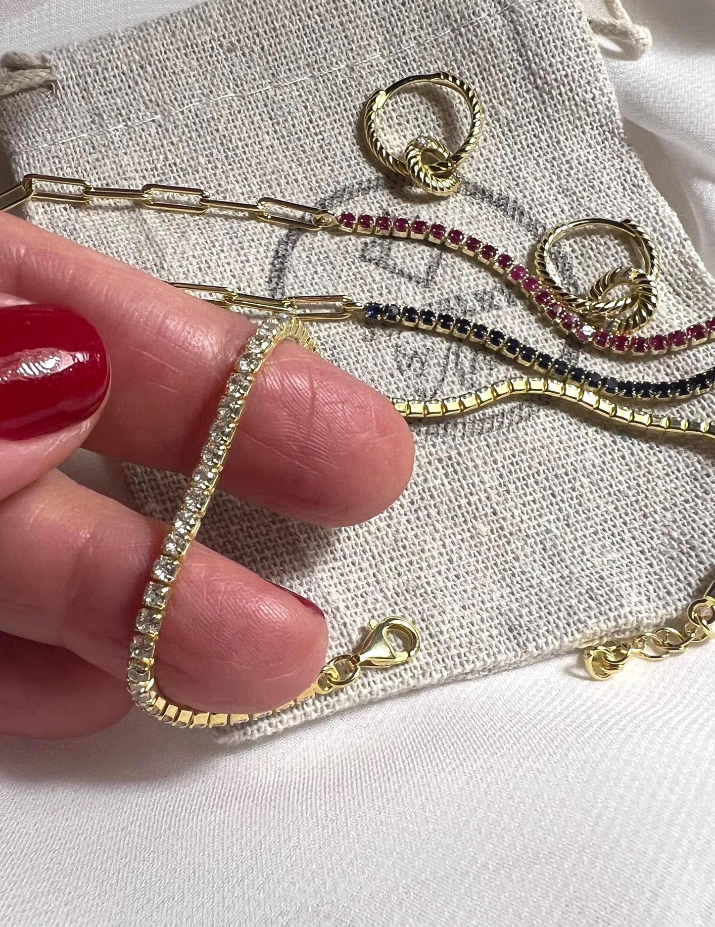 Gold Plated Tennis Bracelet: Adjustable Cubic Zirconia Sparkle Jewelry