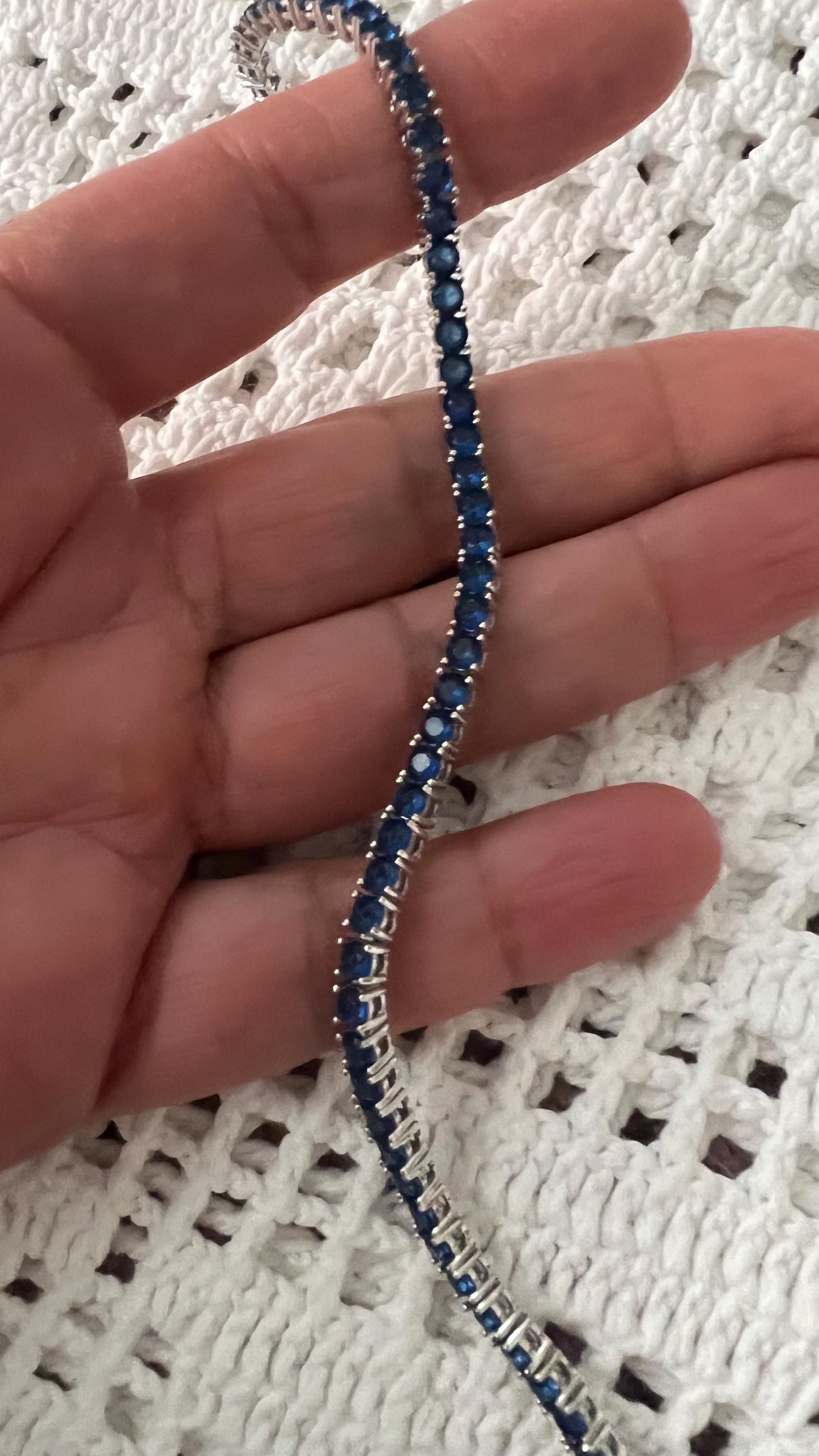 Sterling Silver Blue Cubic Zirconia Tennis Bracelet: Elegant Dainty Jewelry