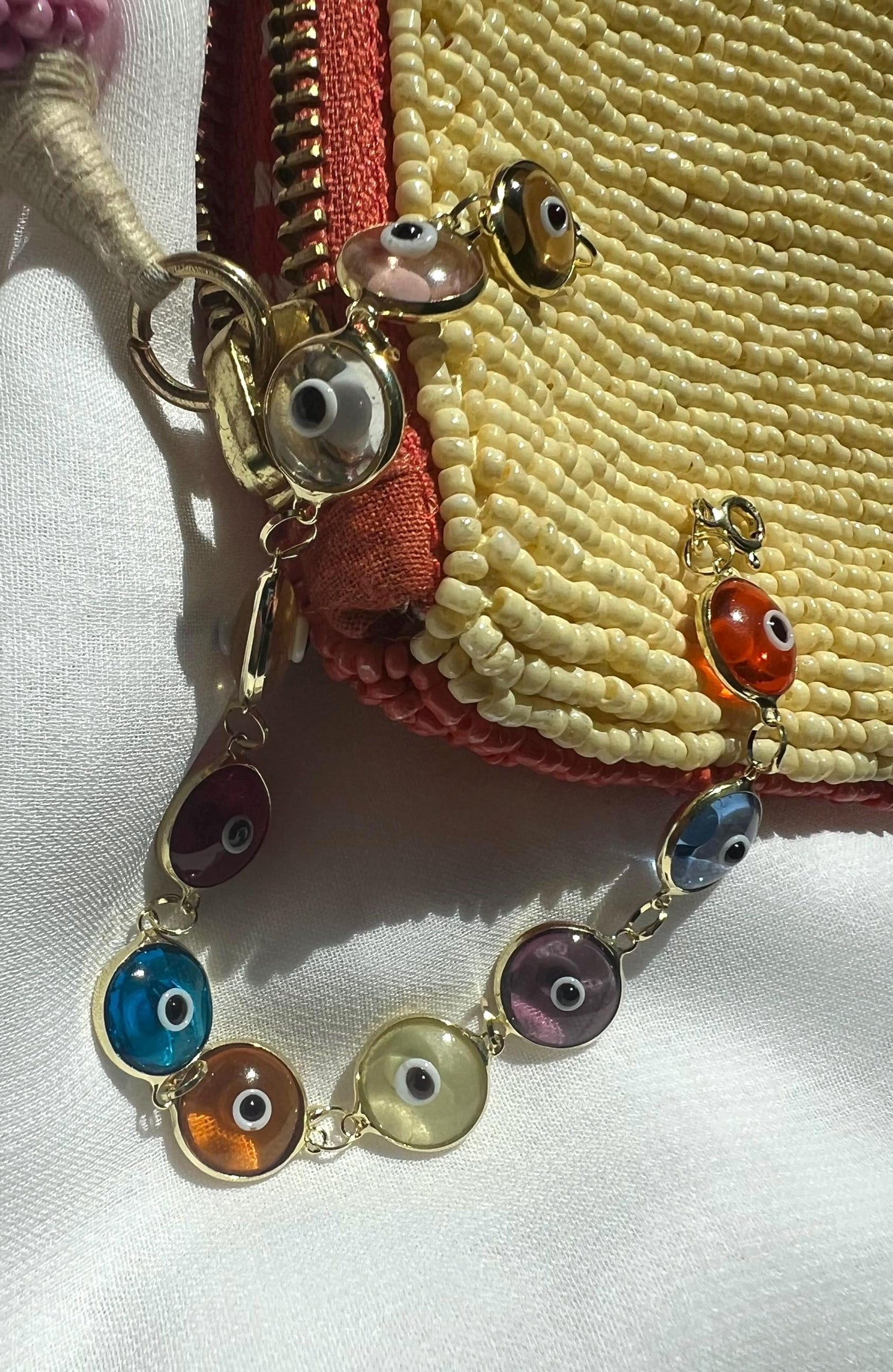 14k Gold Plated Sterling Silver Evil Eye Bracelet: Multicolor Protection Jewelry