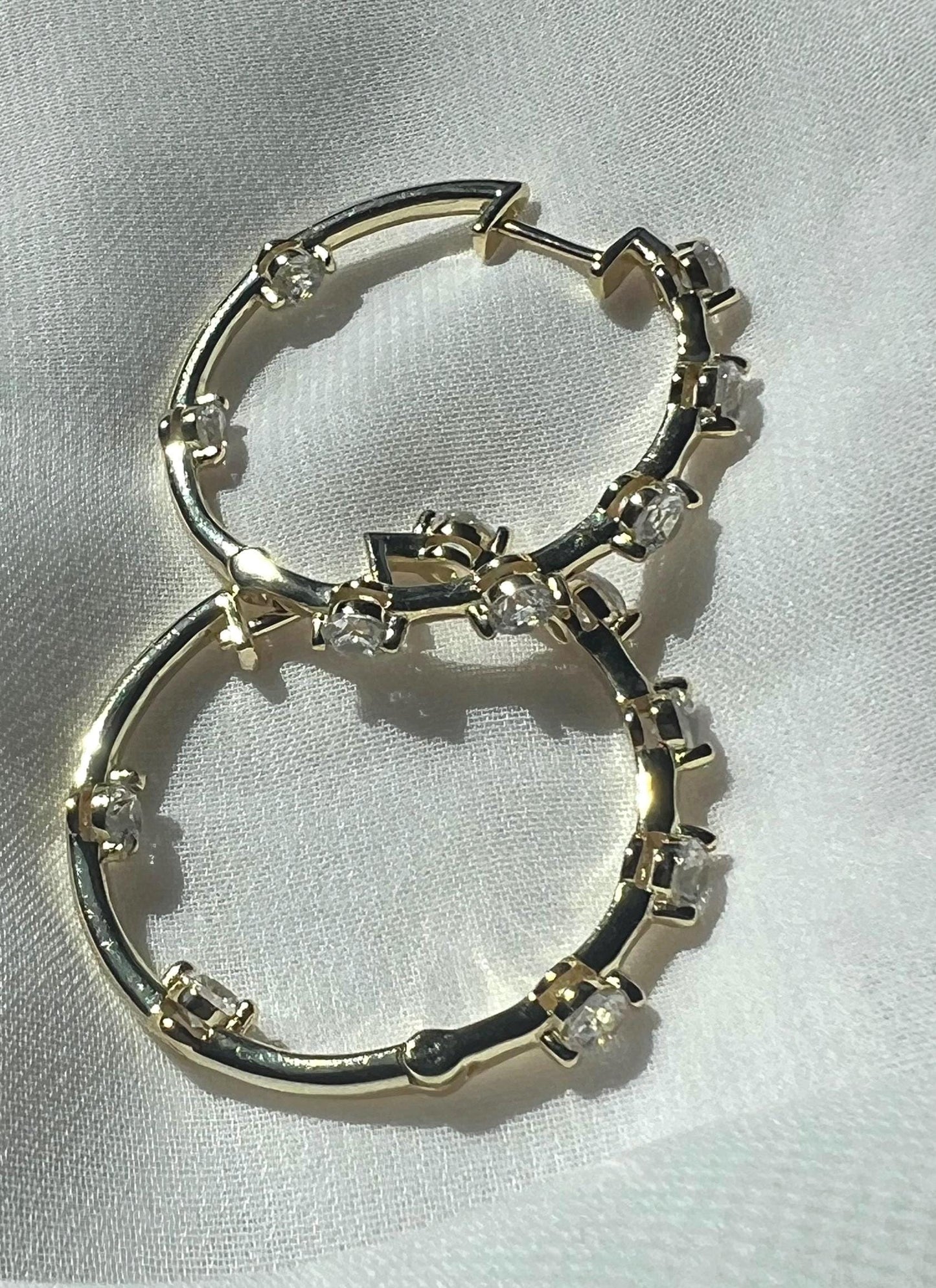 14K Gold Plated Hoop Earrings: Minimalist Cubic Zirconia Hoops