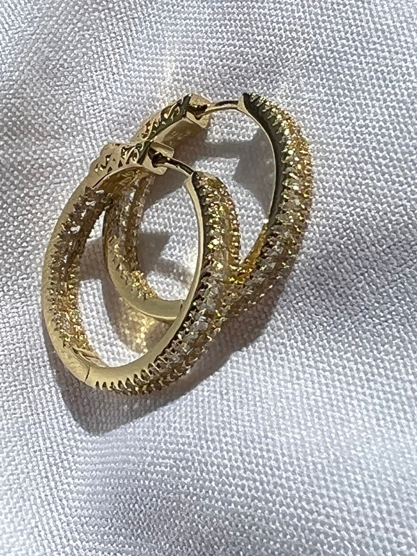 Gold Hoop Earrings: Pave Cubic Zirconia, Sterling Silver