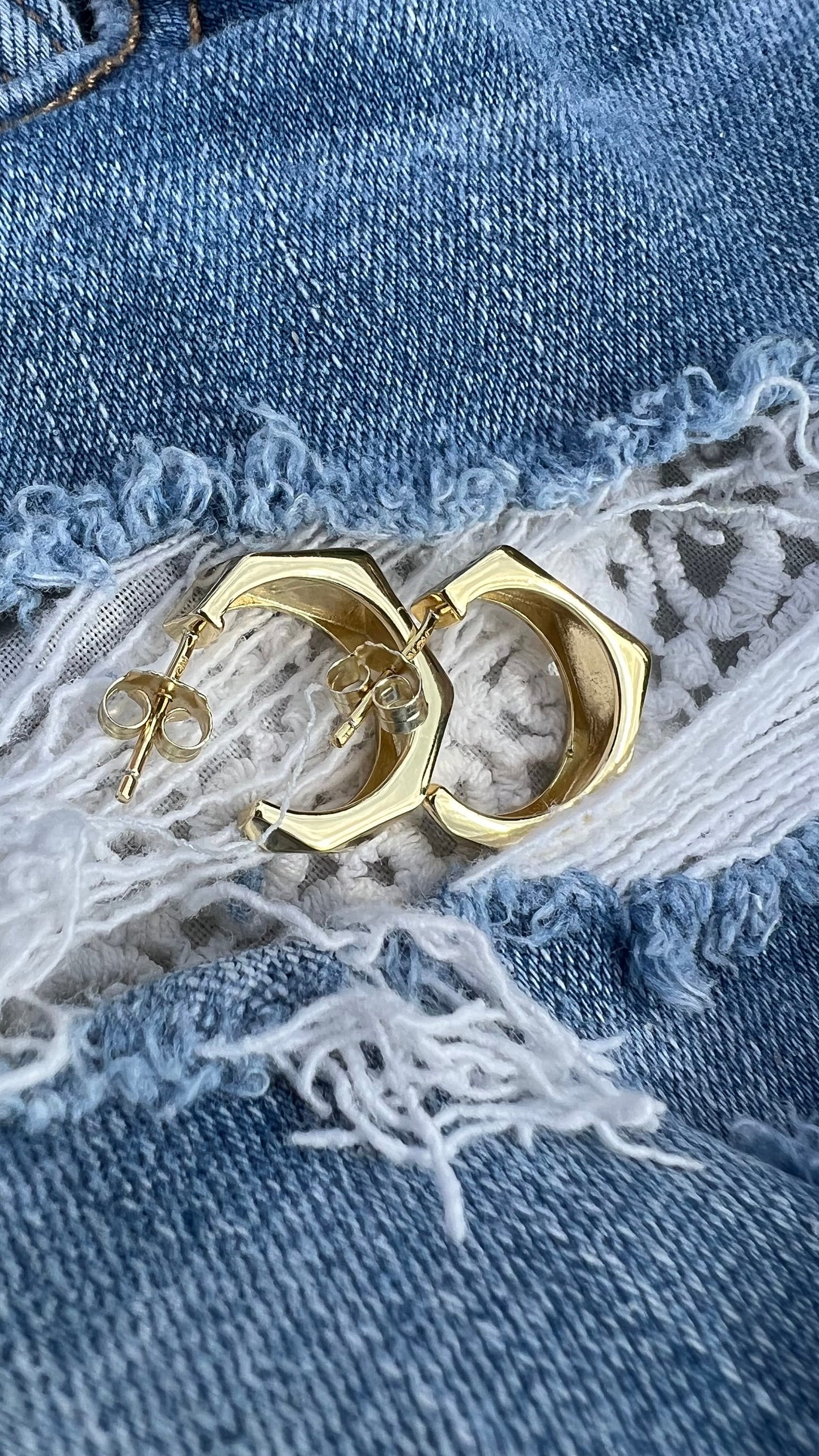 Gold hoop earrings, thick hoop earrings, geometric hoop earrings, push back hoop earrings, small hoop earrings, trendy jewelry, gift for her