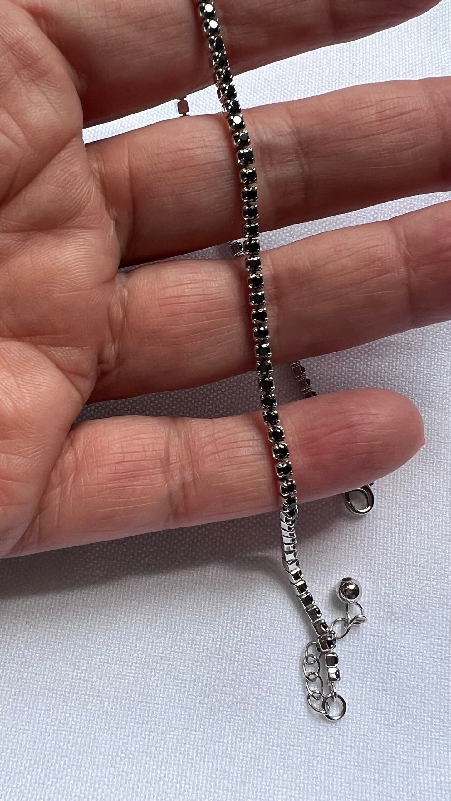 Sterling Silver Tennis Anklet: Dark Blue Cubic Zirconia Crystal Chain,Sapphire Anklet Bracelet,Silver Body Jewelry,Summer Jewelry for her