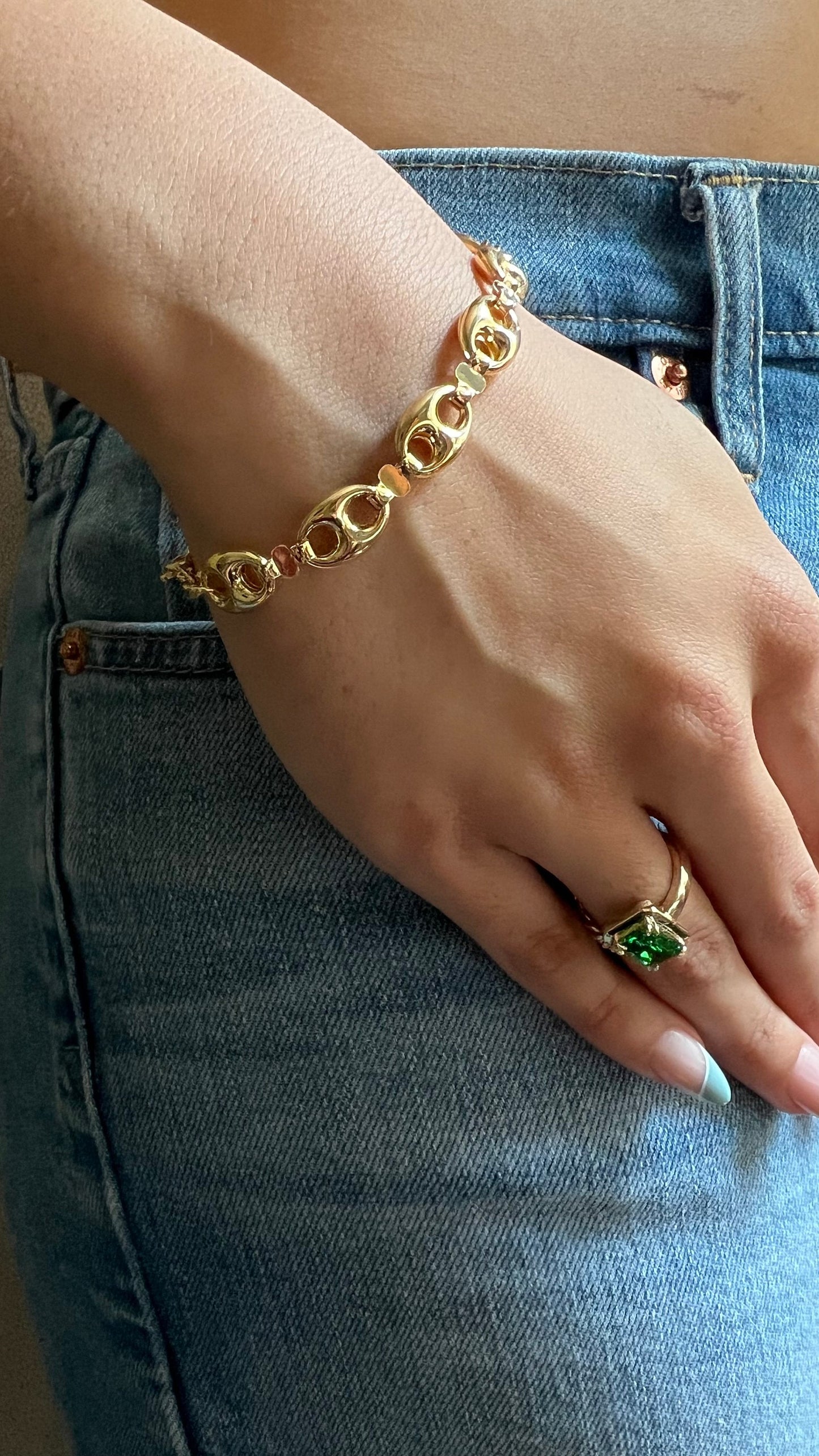 Puffy mariner bracelet,Mariner chain bracelet,mariner link bracelet, gold filled chunky bracelet,puffed mariner bracelet,everyday bracelet