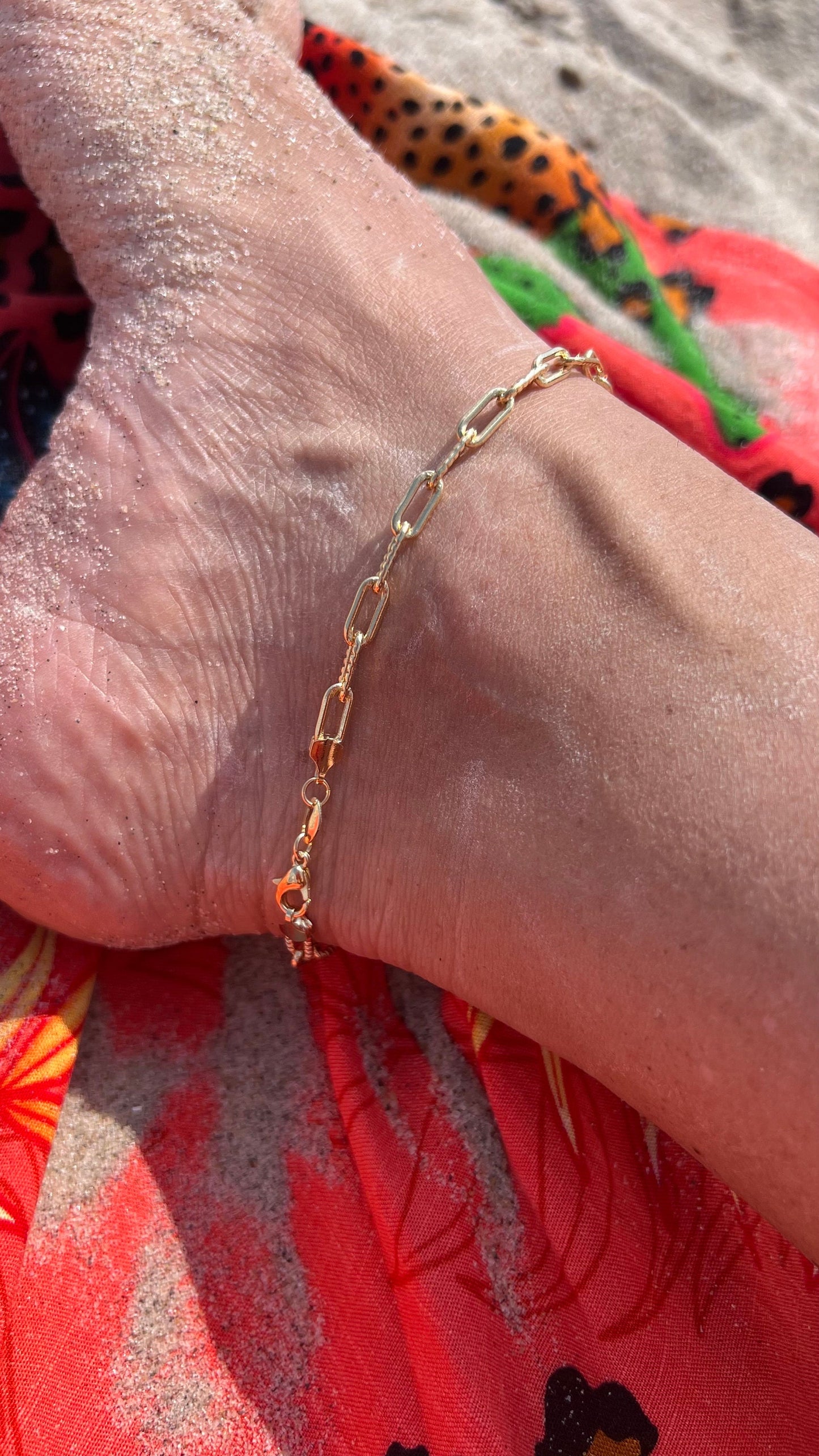 18 K gold filled anklet bracelet,paperclip ankle bracelet,link anklet bracelet,summer jewelry,everyday jewelry for her foot jewelry