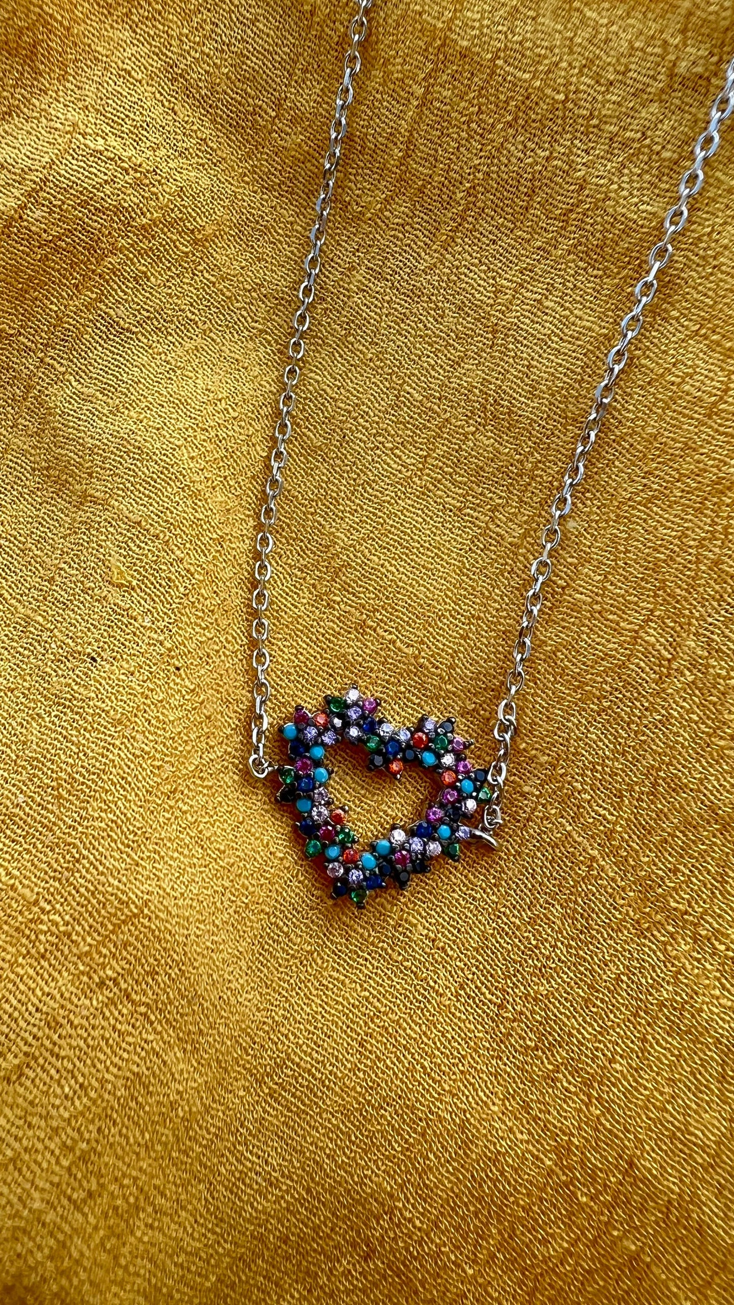 Heart anklet,silver anklet, 925 Sterling Silver anklet,silver heart anklet, multicolor anklet bracelet, summer jewelry
