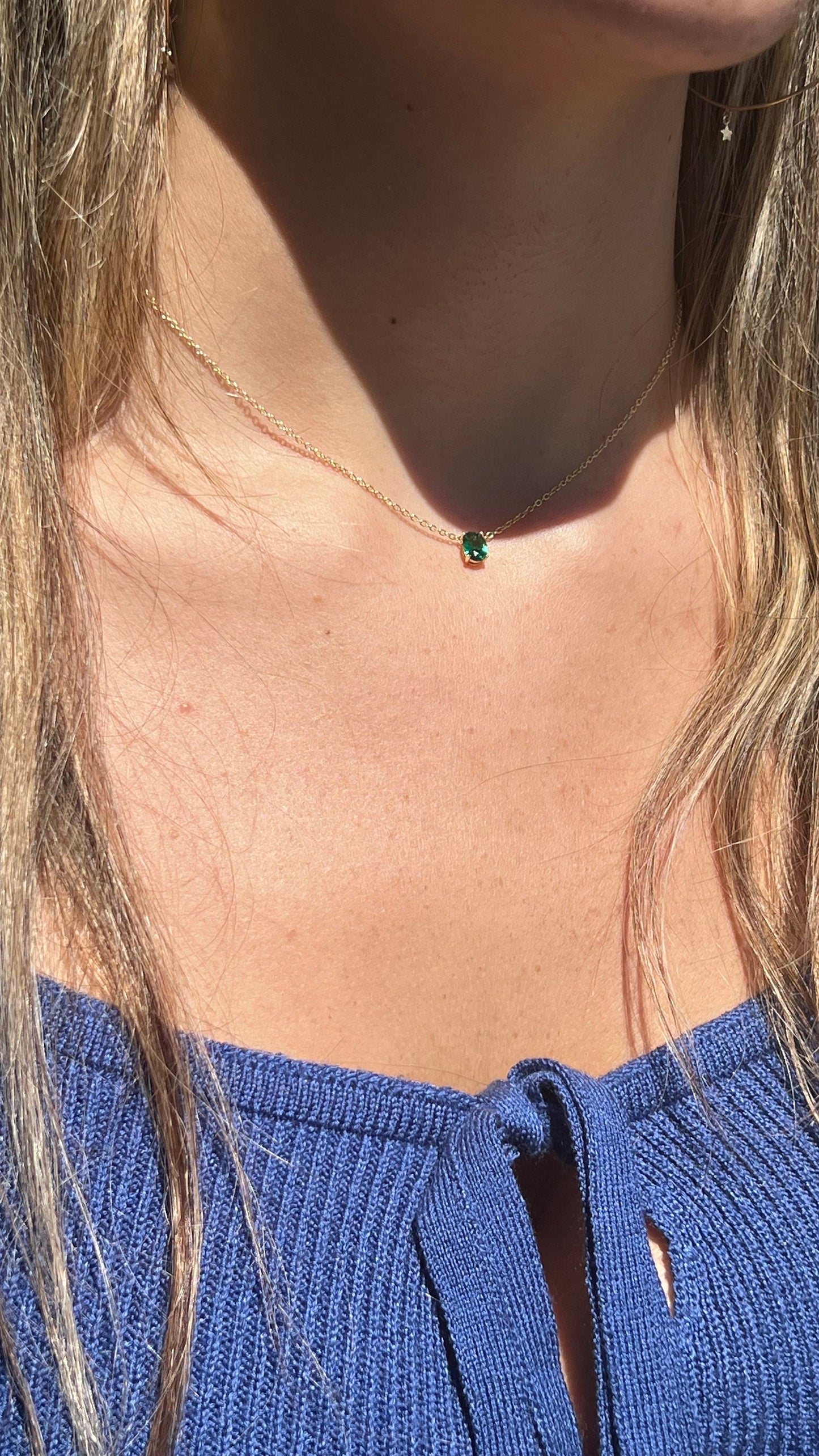 Solitaire Necklace Teardrop Emerald Necklace Dainty Layering Necklace May Birthstone Jewelry,Gift for her Women Gift Emerald gold necklace