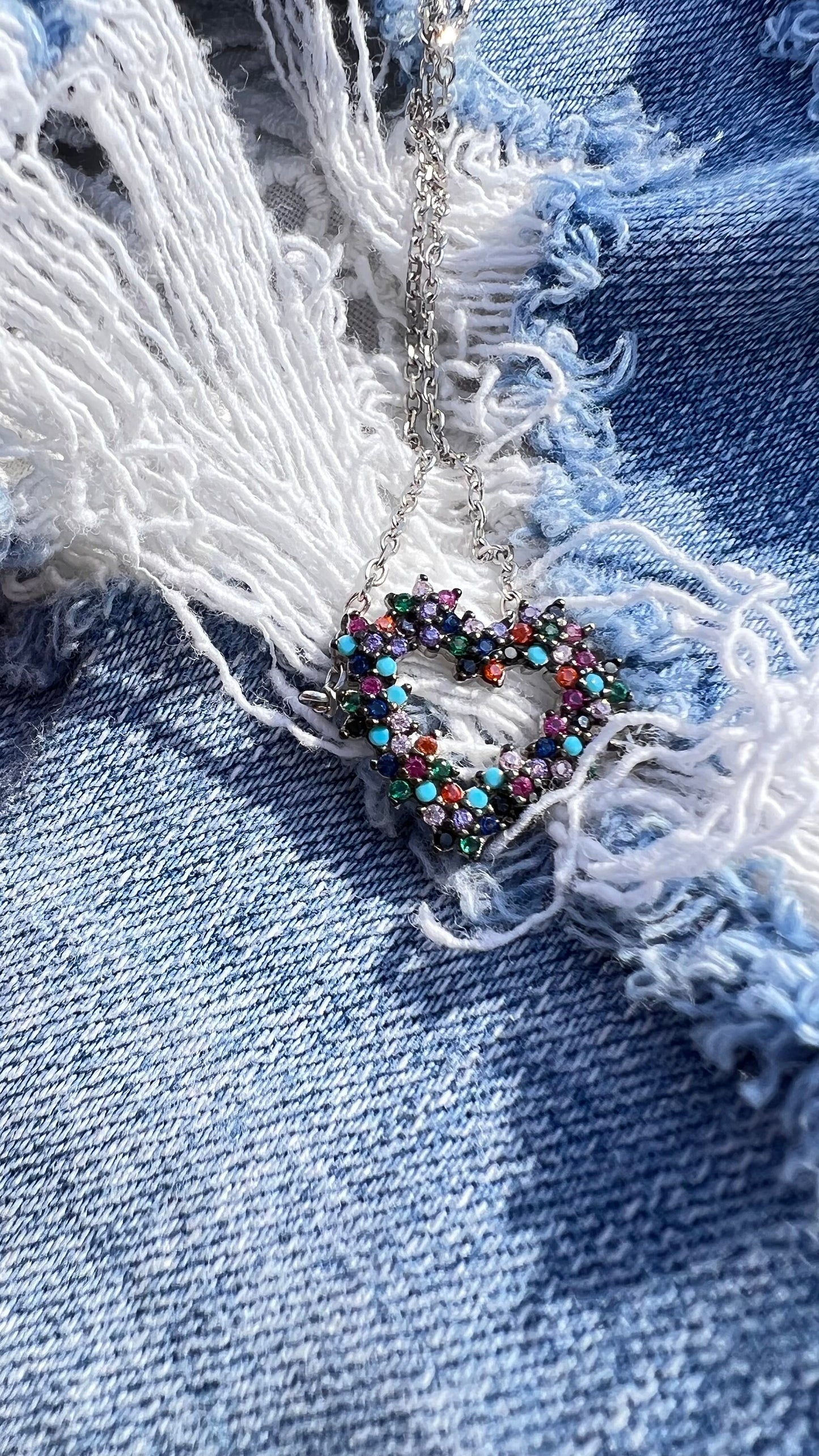Heart anklet,silver anklet, 925 Sterling Silver anklet,silver heart anklet, multicolor anklet bracelet, summer jewelry