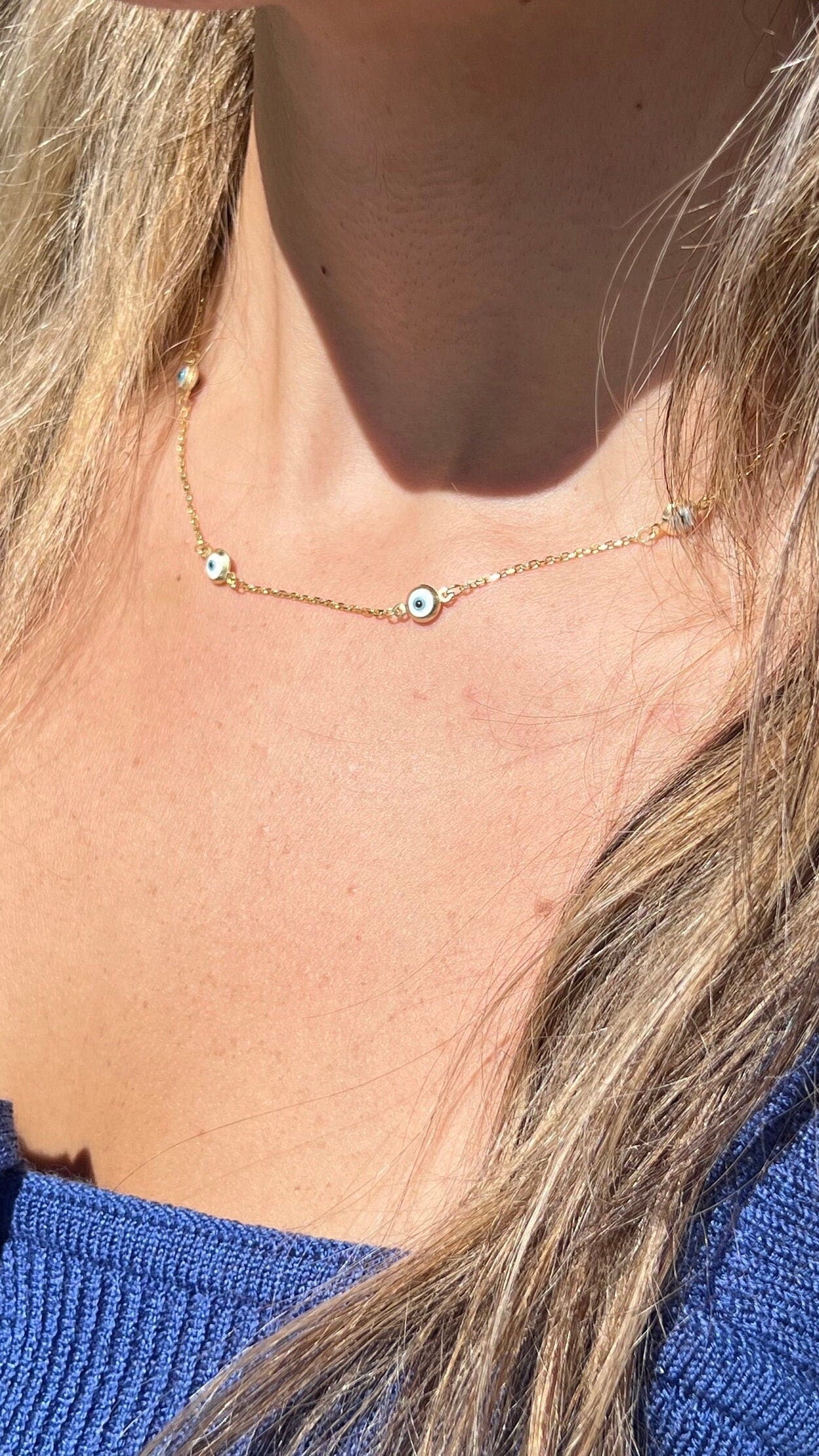 Evil eye necklace, protection necklace, evil eye pendant necklace,evil eye charm , blue evil eye  choker necklace, summer jewelry