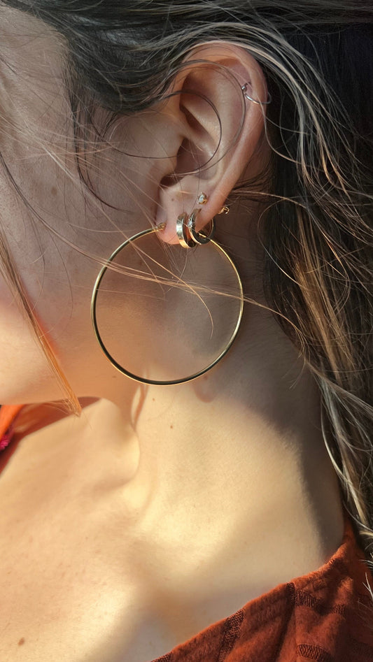 14k Gold Plated Hoop Earrings: Simple Sterling Silver Wire Hoops, 6cm