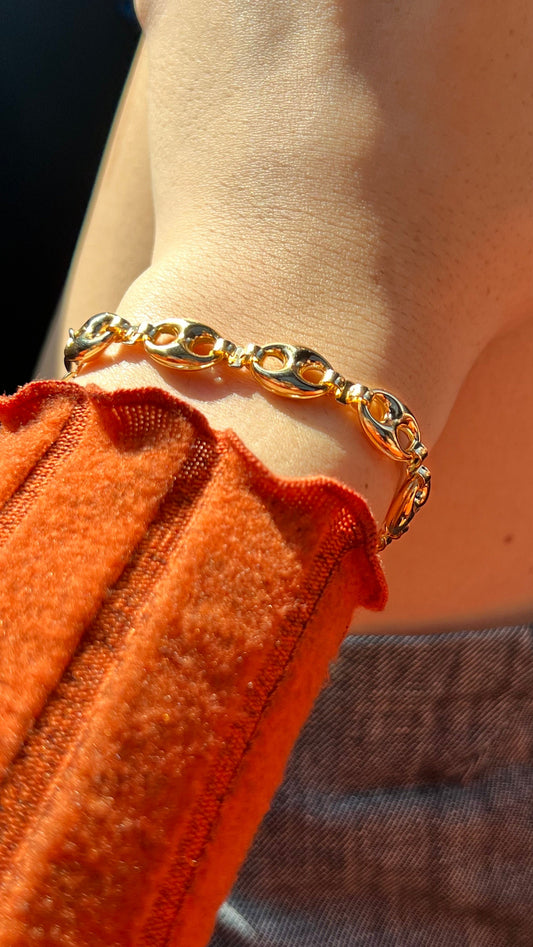 Puffy mariner bracelet,Mariner chain bracelet,mariner link bracelet, gold filled chunky bracelet,puffed mariner bracelet,everyday bracelet