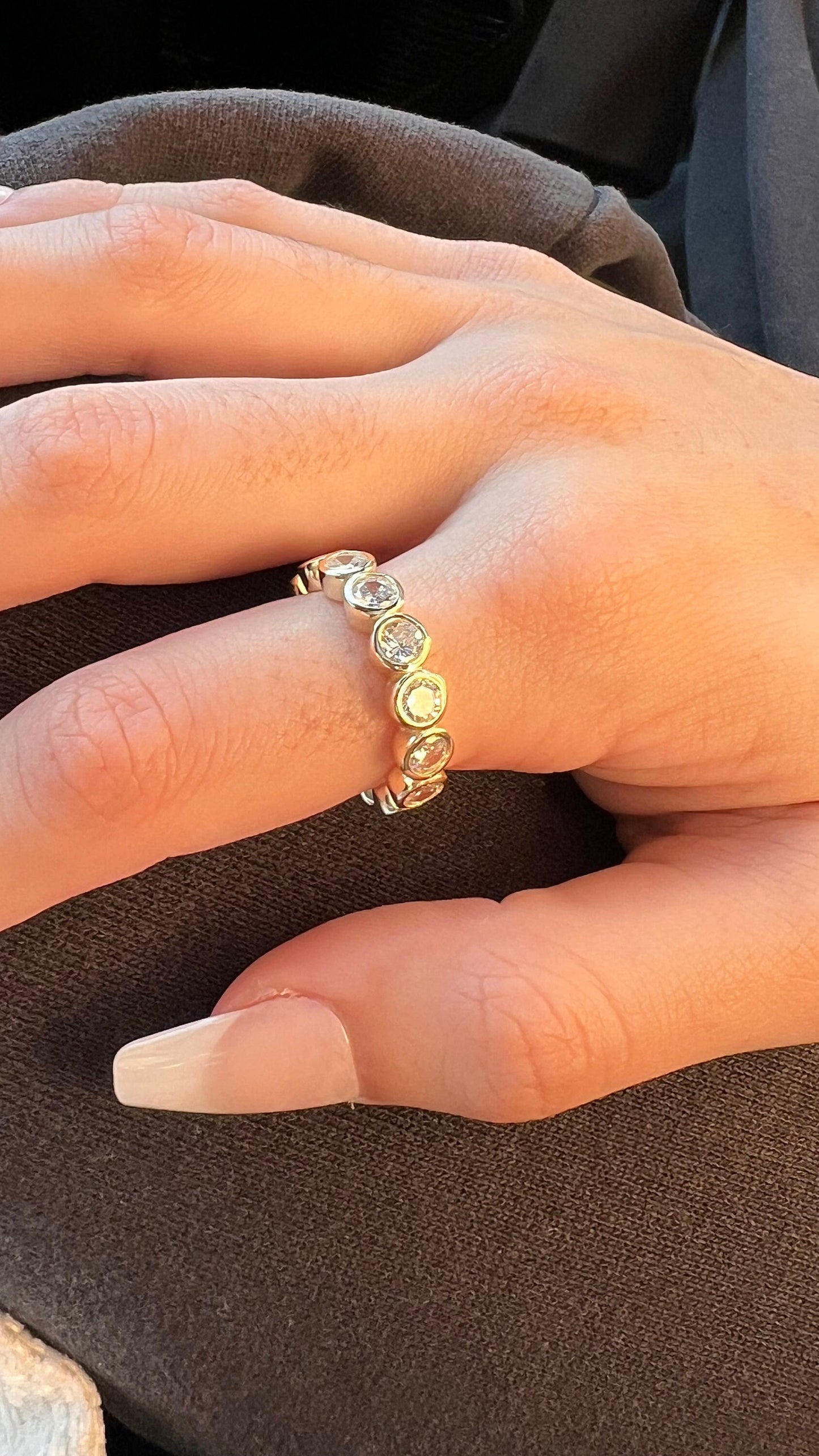 Gold Plated CZ Eternity Band: Sterling Silver Anniversary Ring