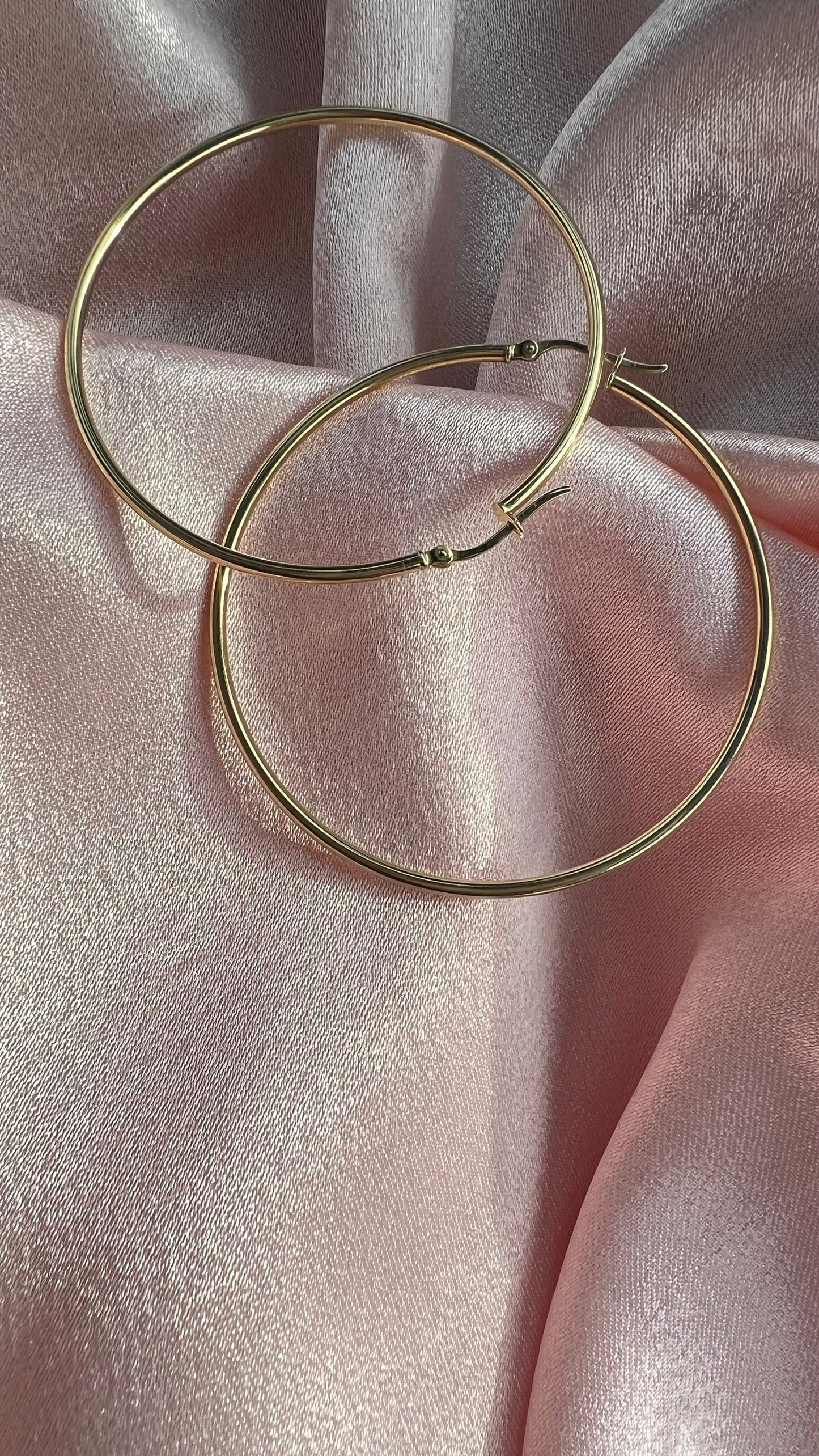14k Gold Plated Hoop Earrings: Simple Sterling Silver Wire Hoops, 6cm