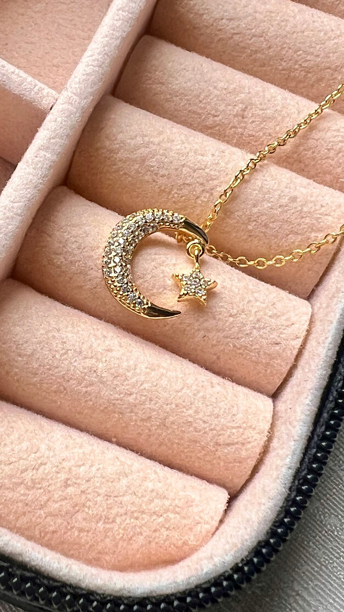 Gold Crescent Moon Necklace,Sterling Silver Celestial Pendant,Dainty Jewelry,Minimalist Lunar Pendant,Crescent Moon Star Necklace