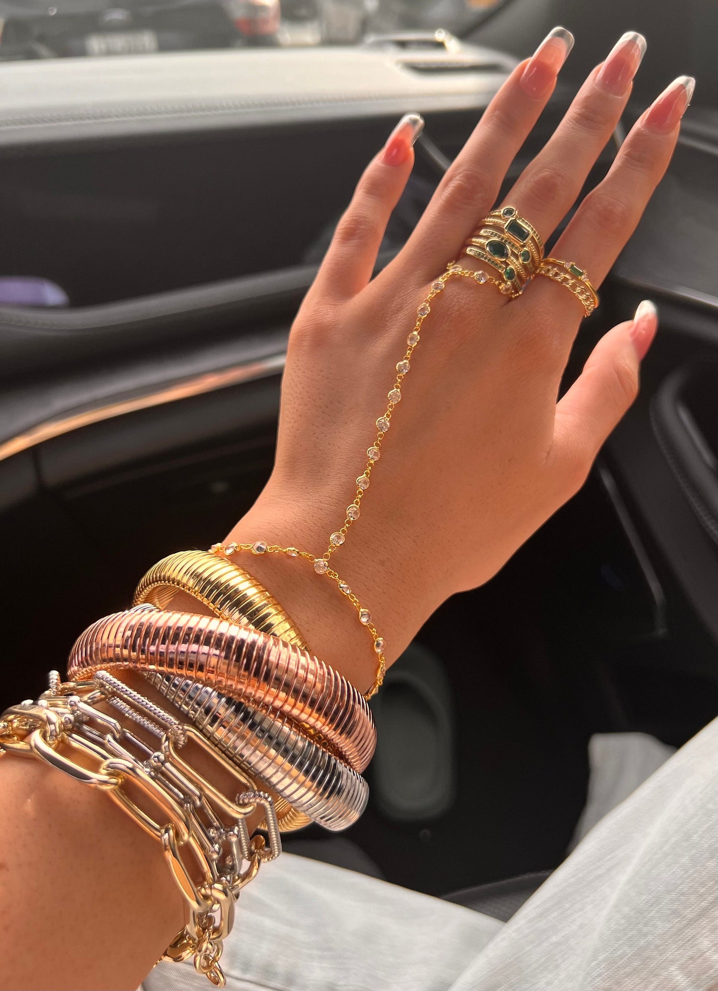 Gold hand chain , Ring bracelet hand chain gold , gold bracelet, hand chain , CZ adjustable hand chain ring Boho jewelry,gift for her