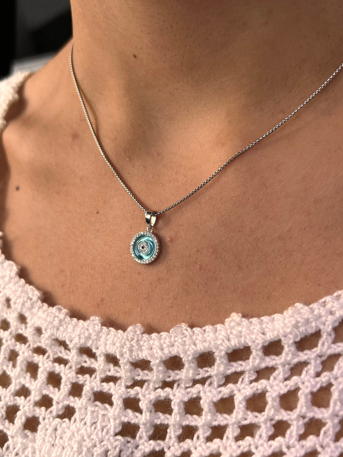 Sterling Silver Evil Eye Pendant Necklace: Protection Jewelry