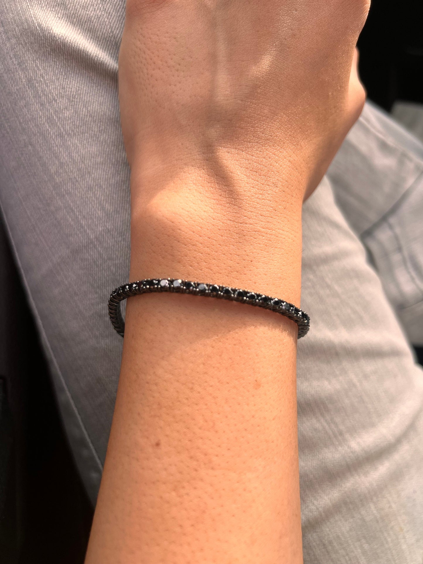Sterling Silver Black Cubic Zirconia Tennis Bracelet