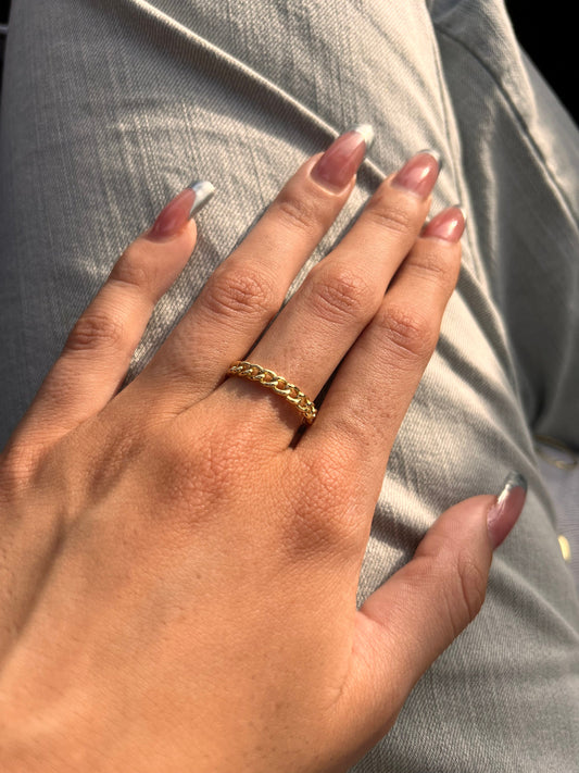 Gold link ring ,chain ring solid chain link ring , gold chain link ring ,stackable open chain link ring , dainty rings for women,gold ring