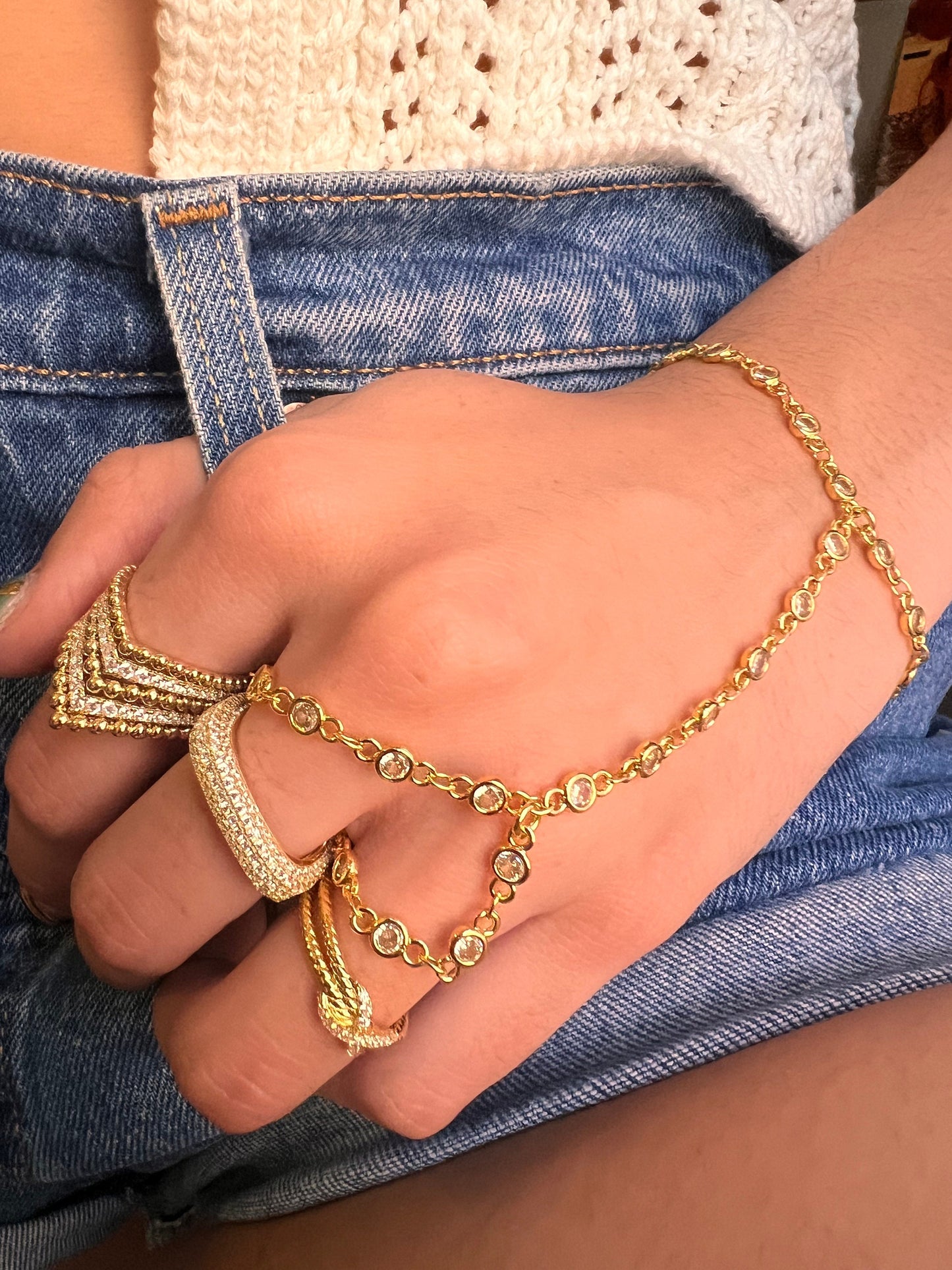 Gold-Plated Pavé Cubic Zirconia Eternity Band Ring