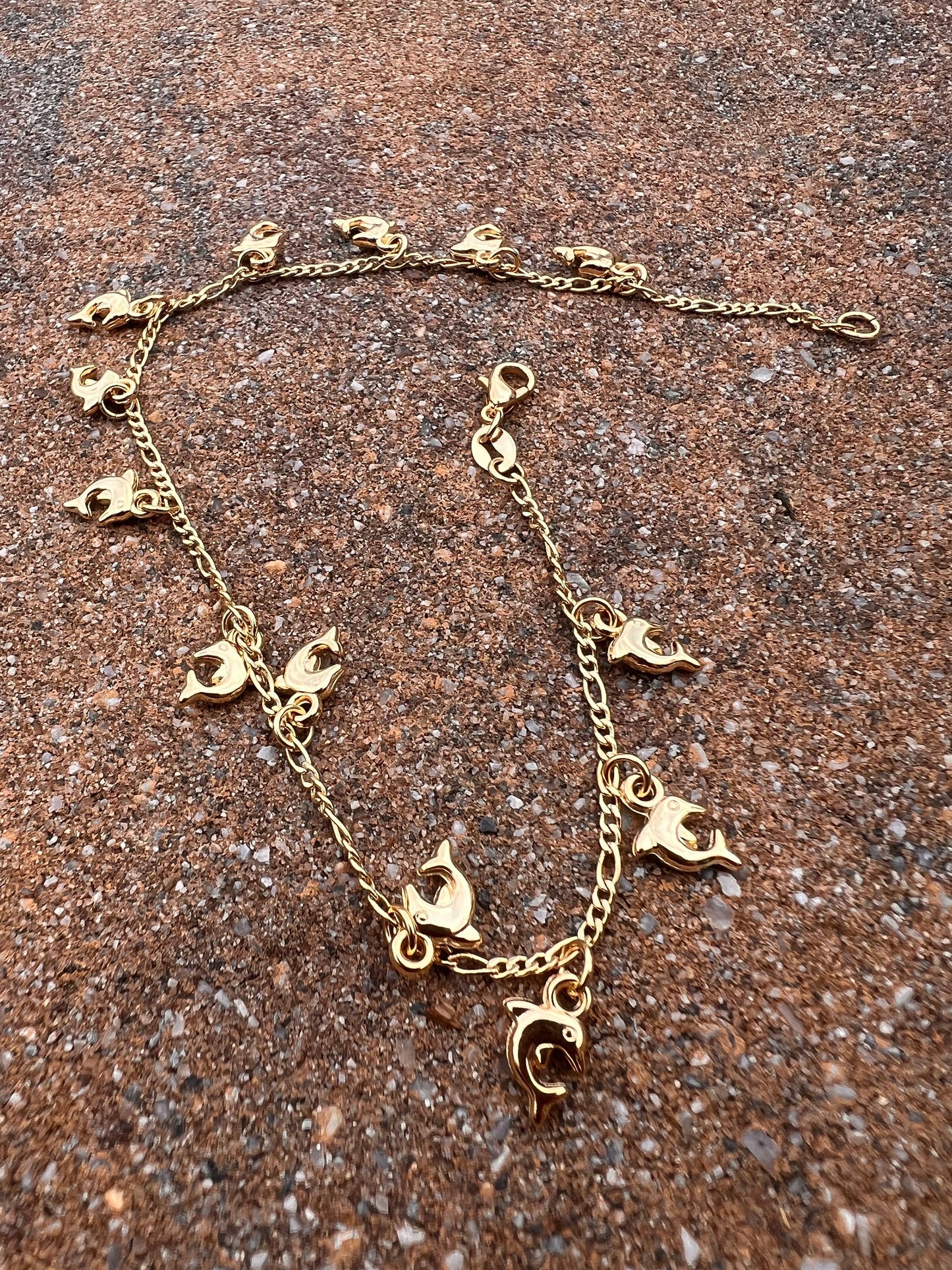 Gold-Filled Dolphin Charm Anklet: Summer Beach Jewelry