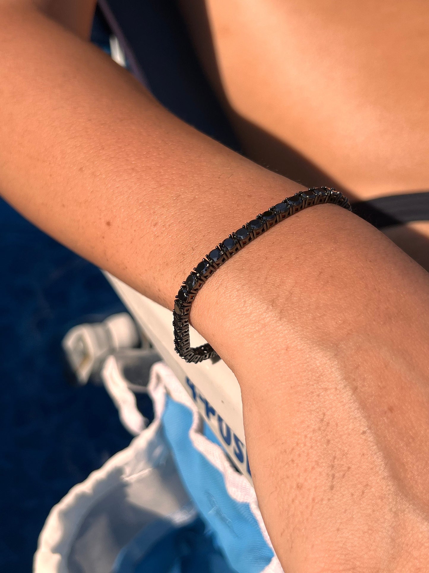 Sterling Silver Black Cubic Zirconia Tennis Bracelet