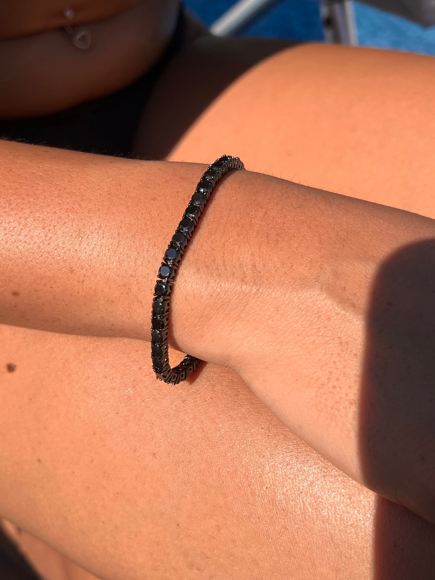 Sterling Silver Black Cubic Zirconia Tennis Bracelet