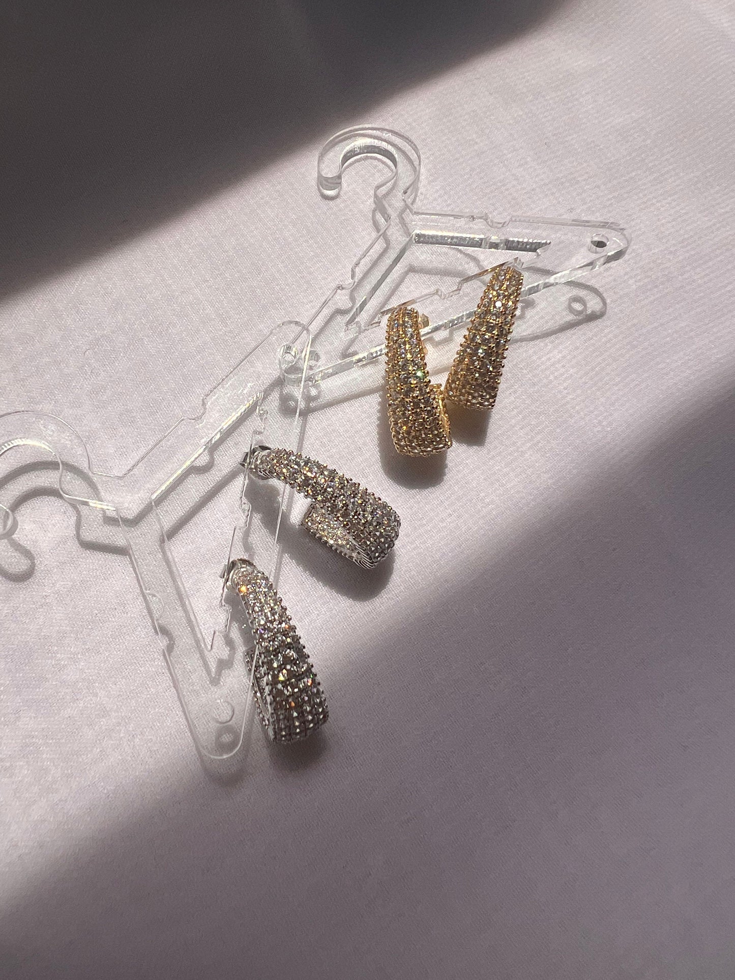 Sterling Silver CZ Hoop Earrings: Pave Teardrop Jewelry