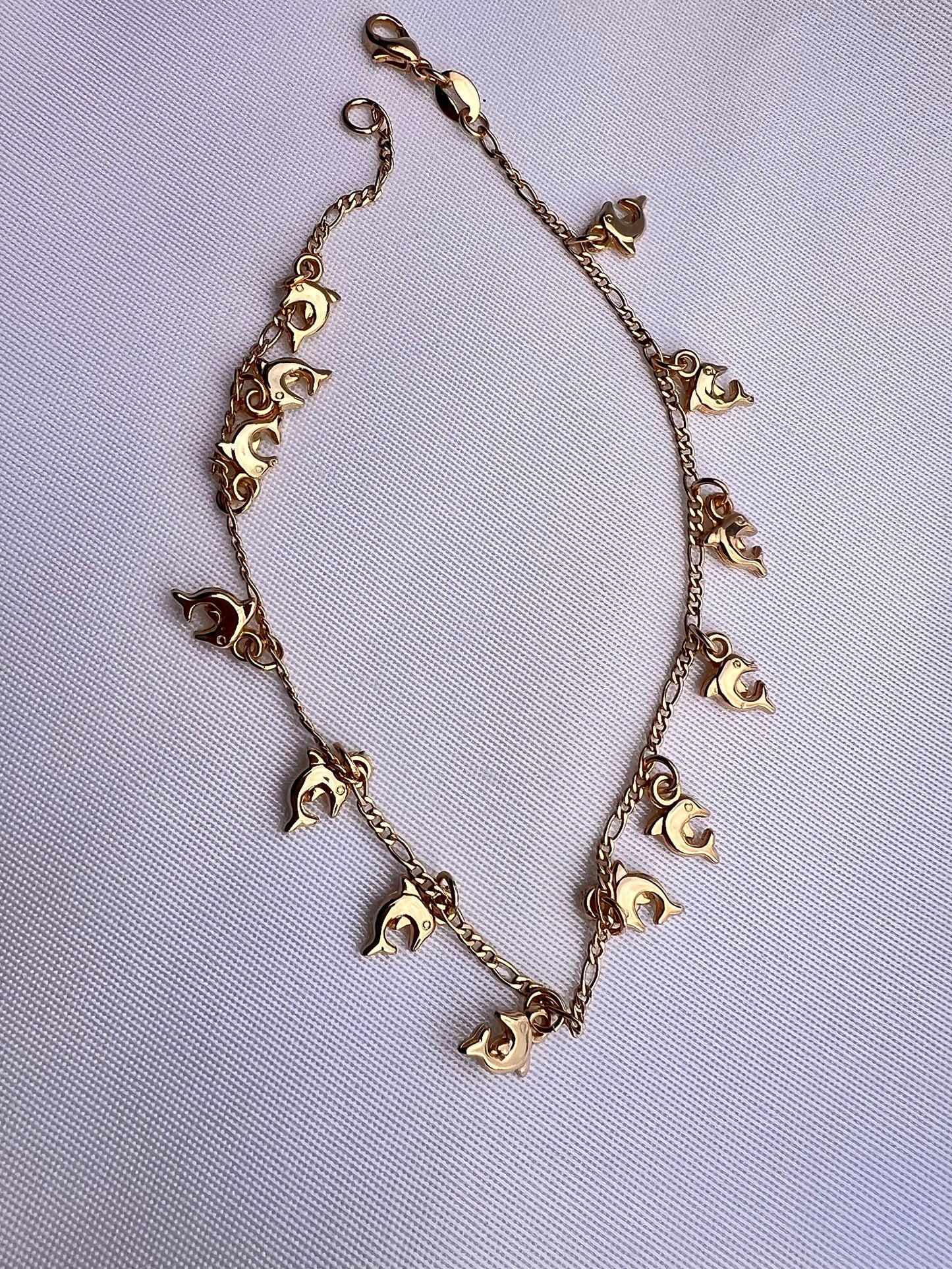 Gold-Filled Dolphin Charm Anklet: Summer Beach Jewelry