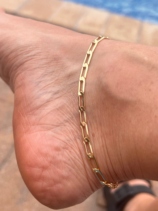 18k gold filled Ankle bracelet,anklet for women gold anklet non tarnish summer jewelry, foot jewelry, chain anklet,paperclip anklet bracelet