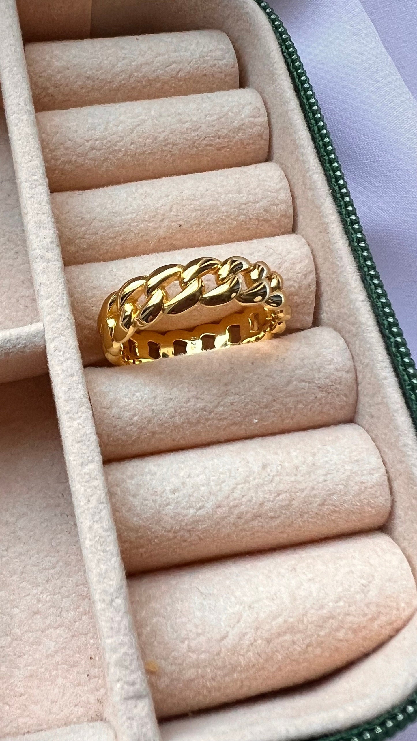 Gold Plated Sterling Silver Cuban Link Ring
