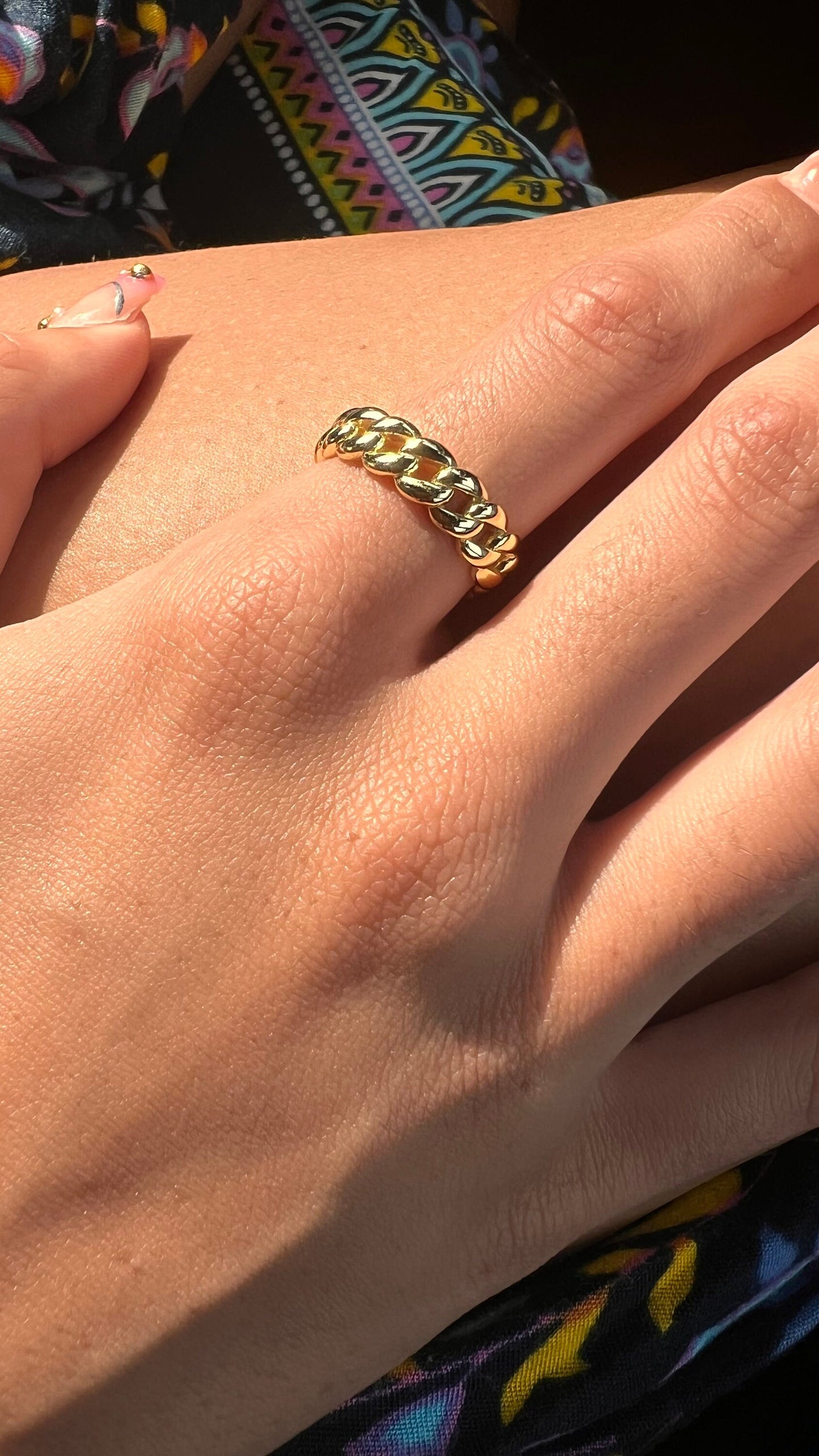 Gold Plated Sterling Silver Cuban Link Ring