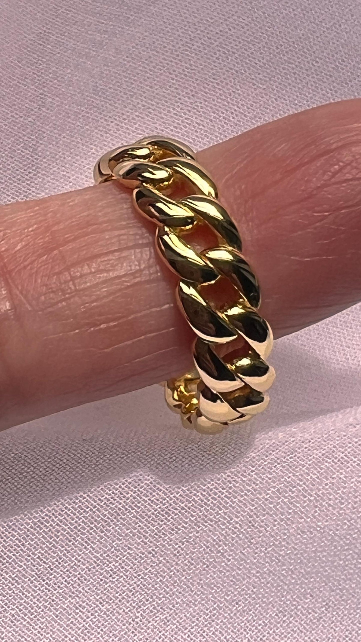 Gold Plated Sterling Silver Cuban Link Ring