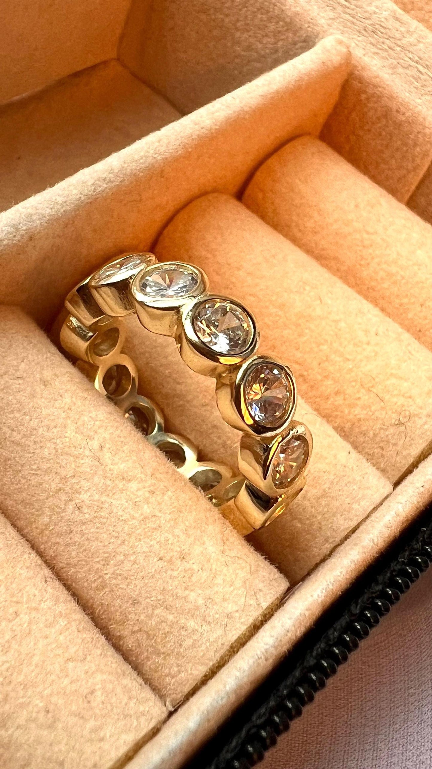 Gold Plated CZ Eternity Band: Sterling Silver Anniversary Ring