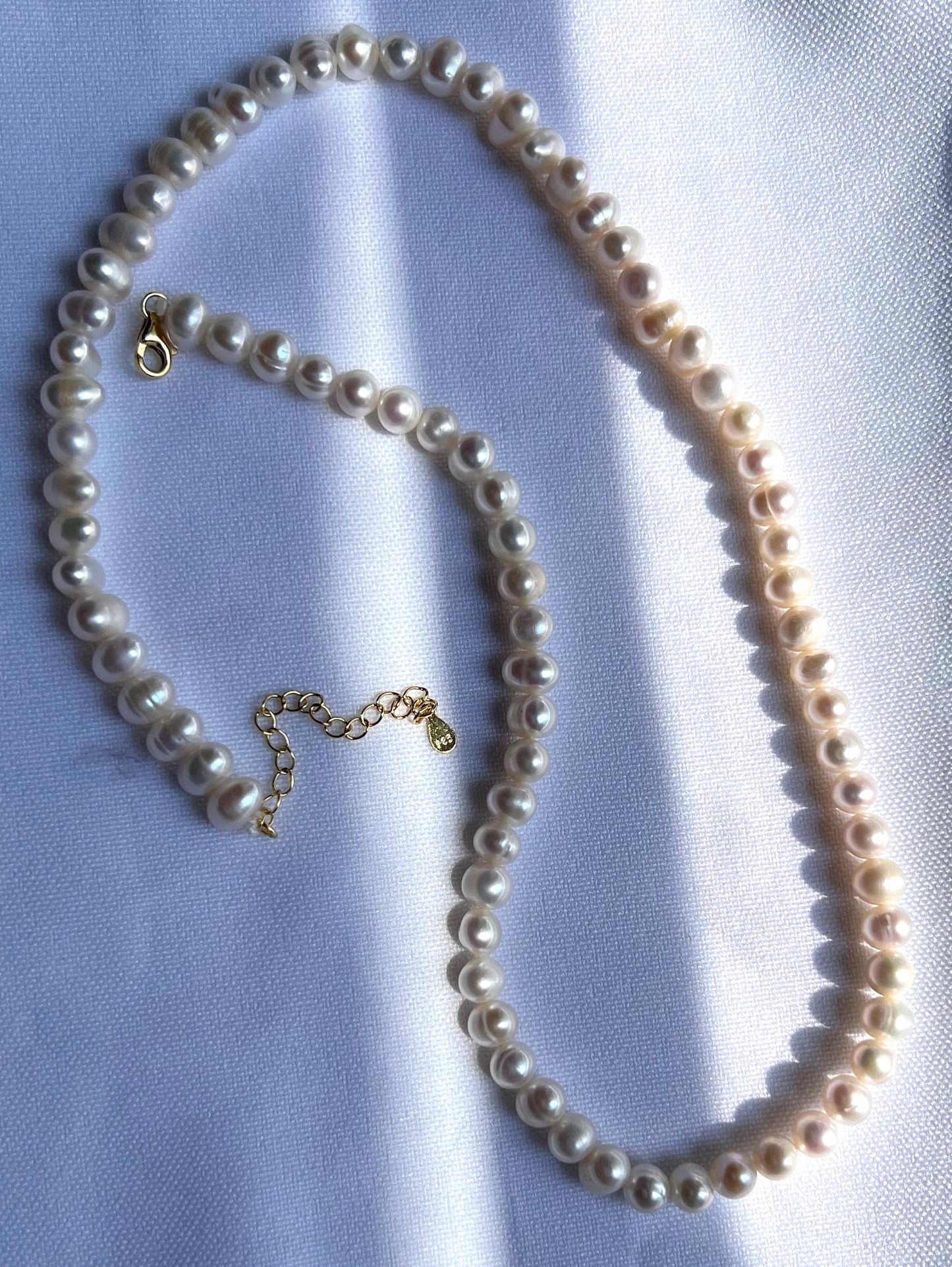 14 K Gold Plated Freshwater Pearl Necklace,Round Fresh Water Pearl Necklace,Pearl Jewelry,Layered Pearl Necklace,Wedding Jewelry,Bridal Gift