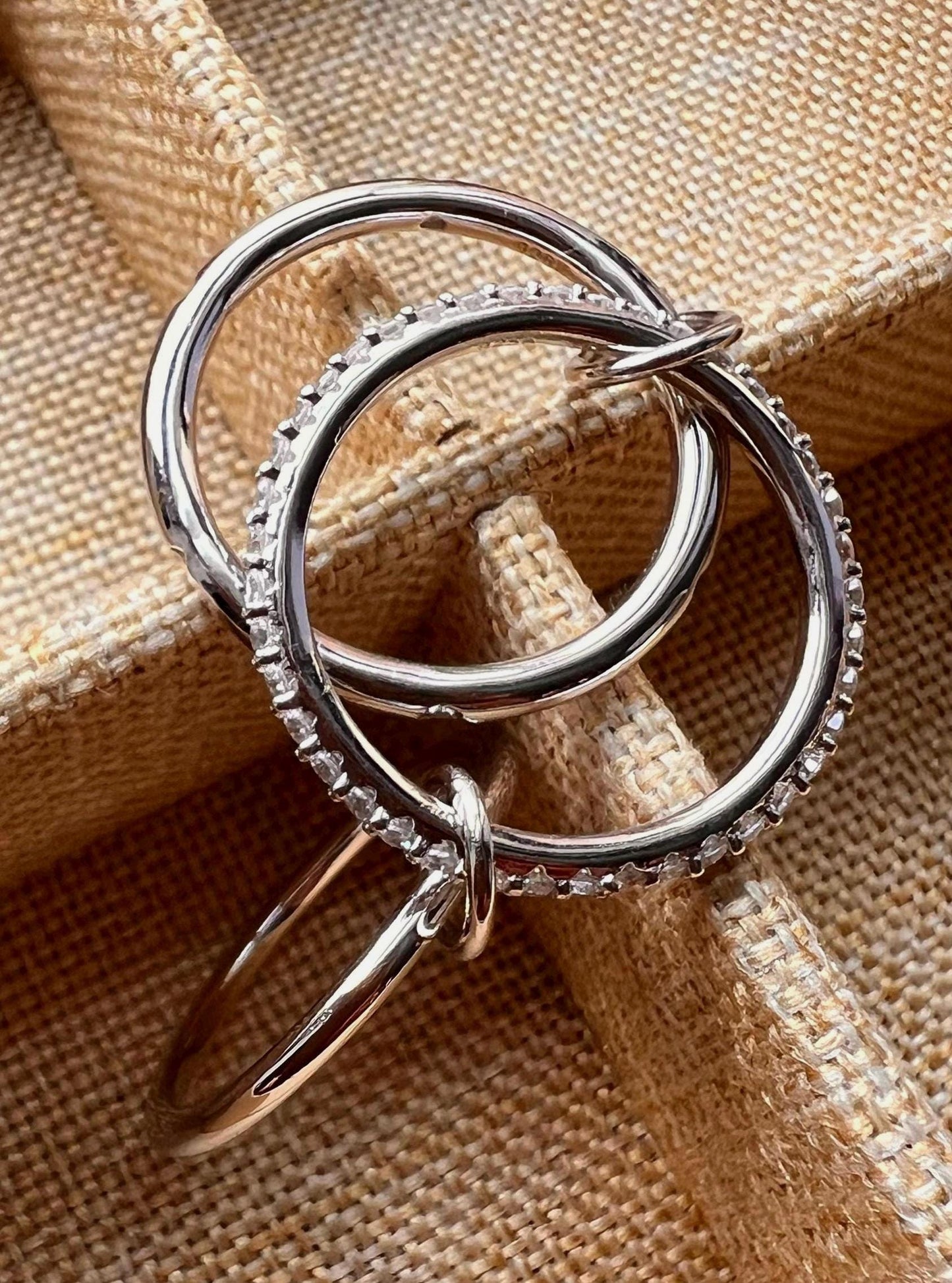 Multi band rings,3 interlocking silver bands ring silver stackable band triple layered loop ring,multi link connected ring,stacking ring