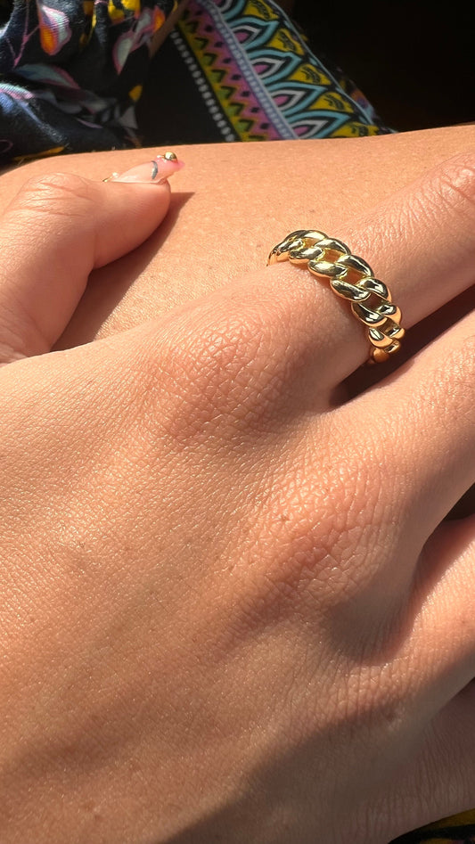 Gold Plated Sterling Silver Cuban Link Ring