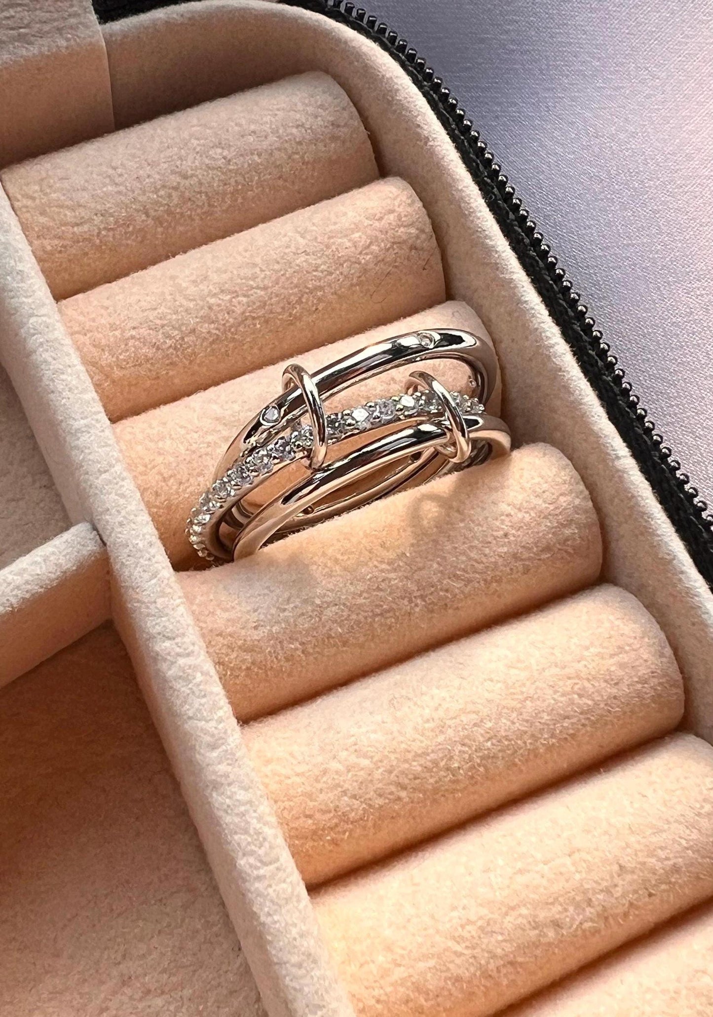 Multi band rings,3 interlocking silver bands ring silver stackable band triple layered loop ring,multi link connected ring,stacking ring