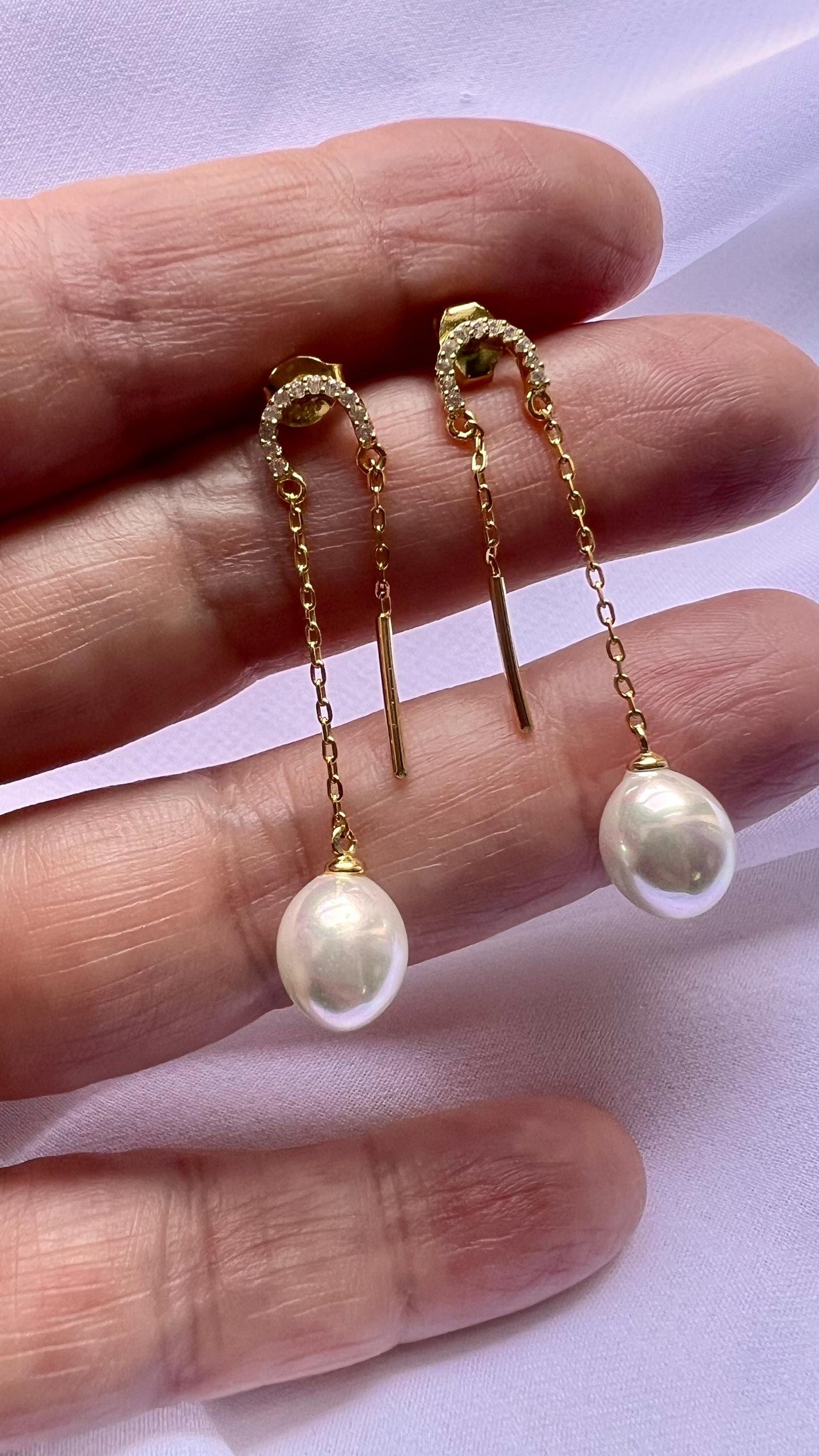 Gold-Plated Freshwater Pearl Dangle Earrings: Elegant Bridal Jewelry