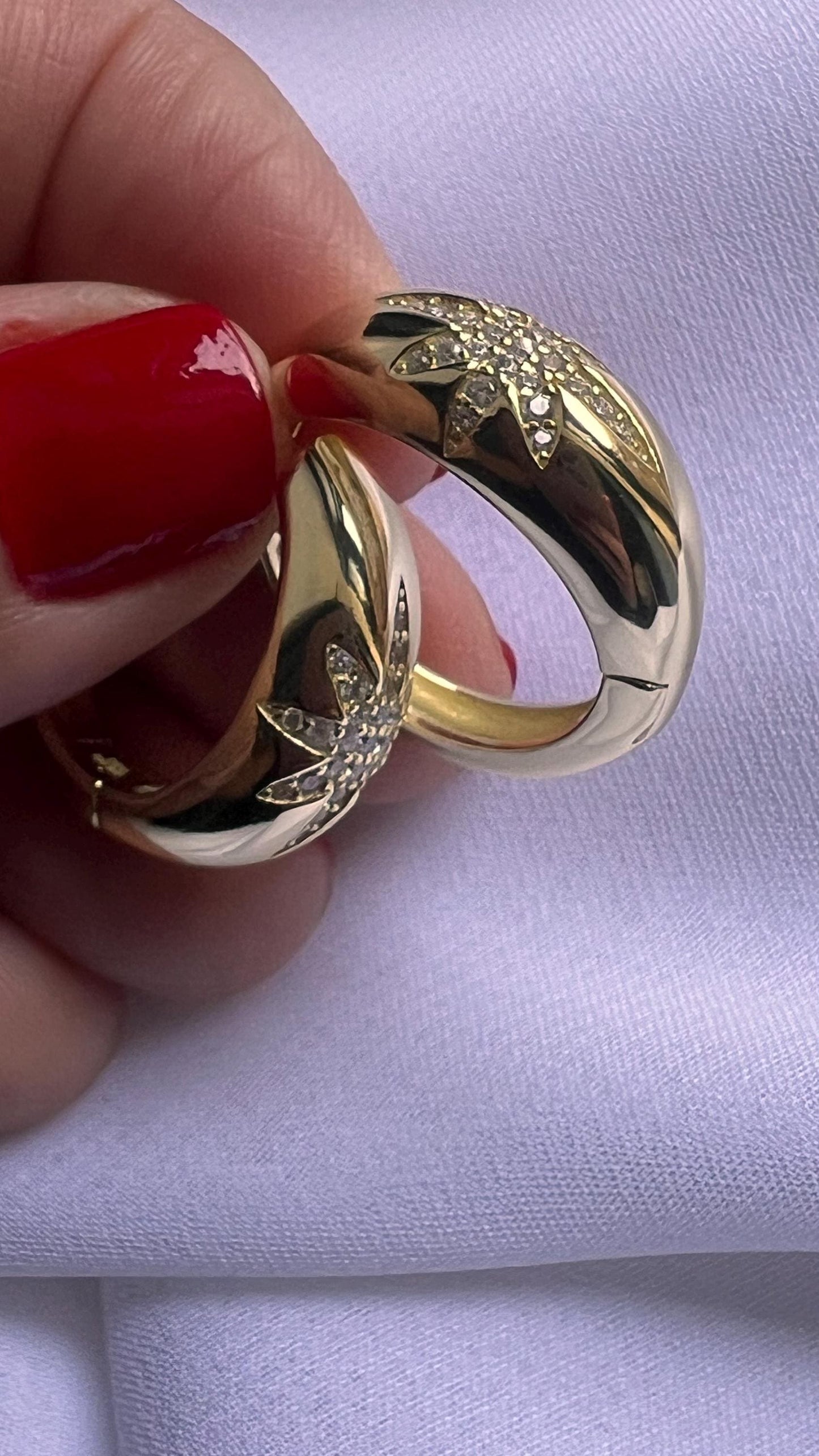 Gold Huggie Hoop Earrings: 14Kt Plated CZ Star Statement Earrings