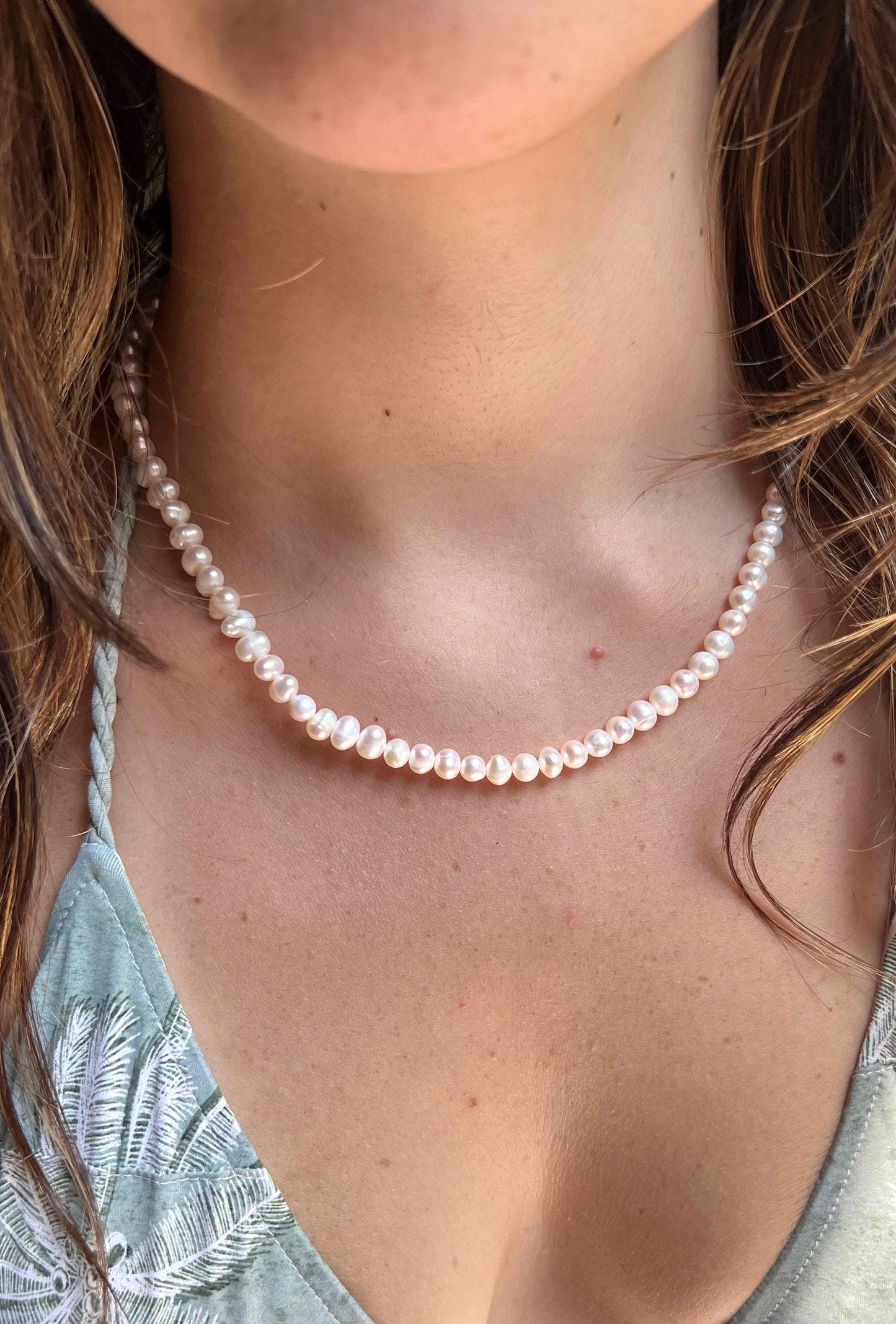 14 K Gold Plated Freshwater Pearl Necklace,Round Fresh Water Pearl Necklace,Pearl Jewelry,Layered Pearl Necklace,Wedding Jewelry,Bridal Gift