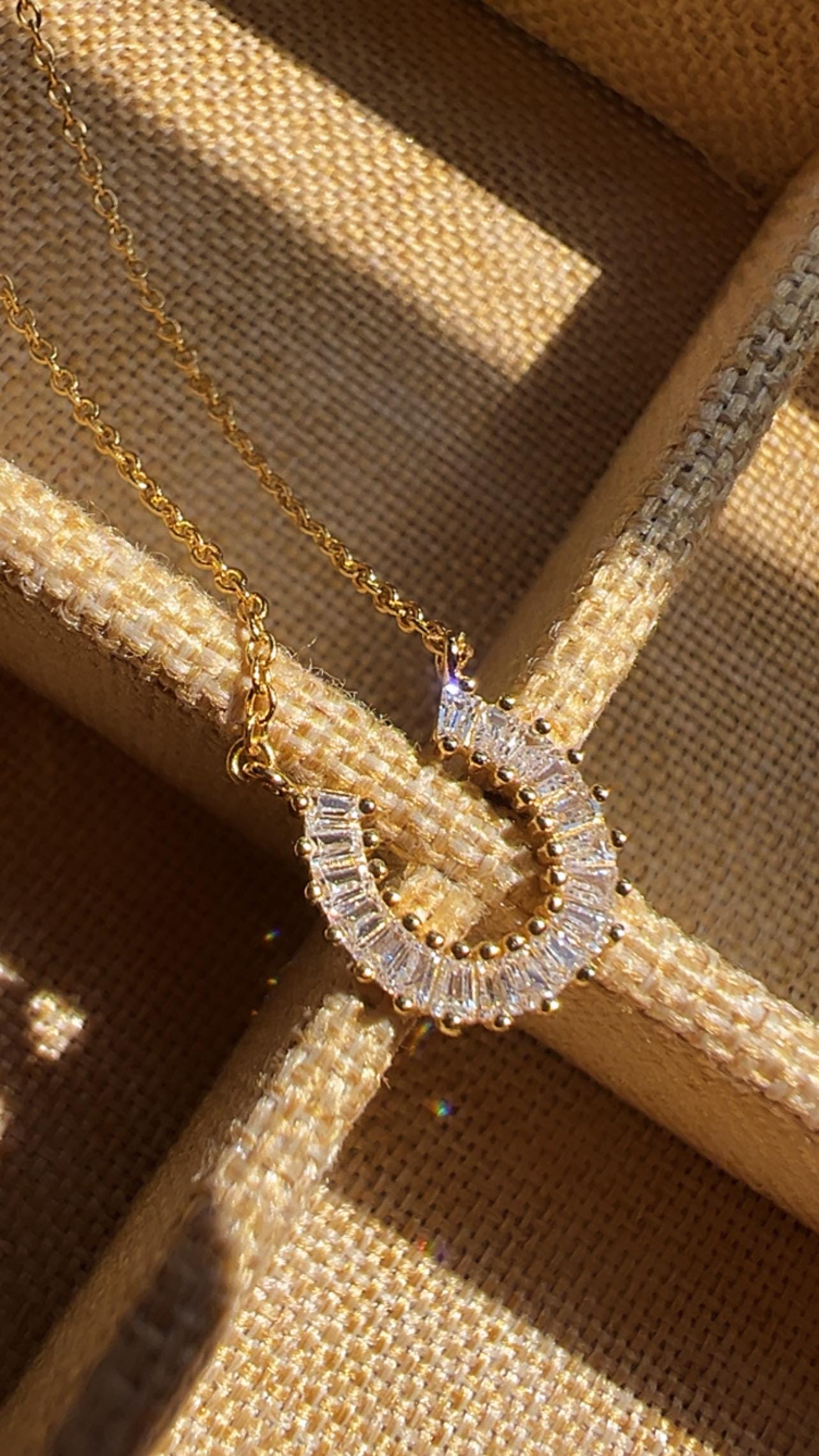 Gold Horseshoe Necklace: Cubic Zirconia Luck Jewelry