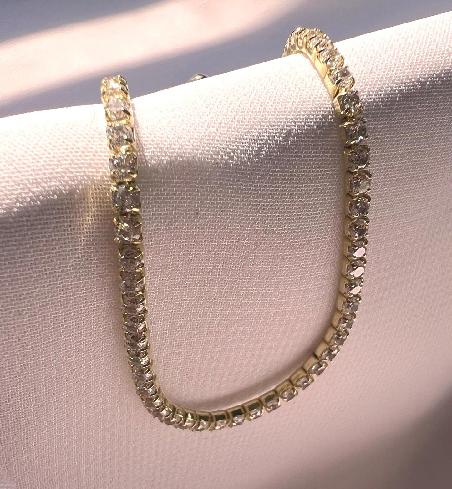Gold Tennis Bracelet: Adjustable Cubic Zirconia Chain